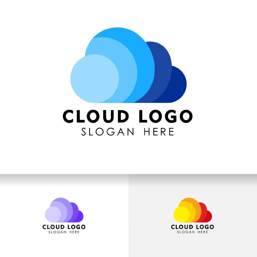 plantilla de diseño de logotipo de nube. Plantilla de logotipo de icono de servidor de datos en la nube. vector