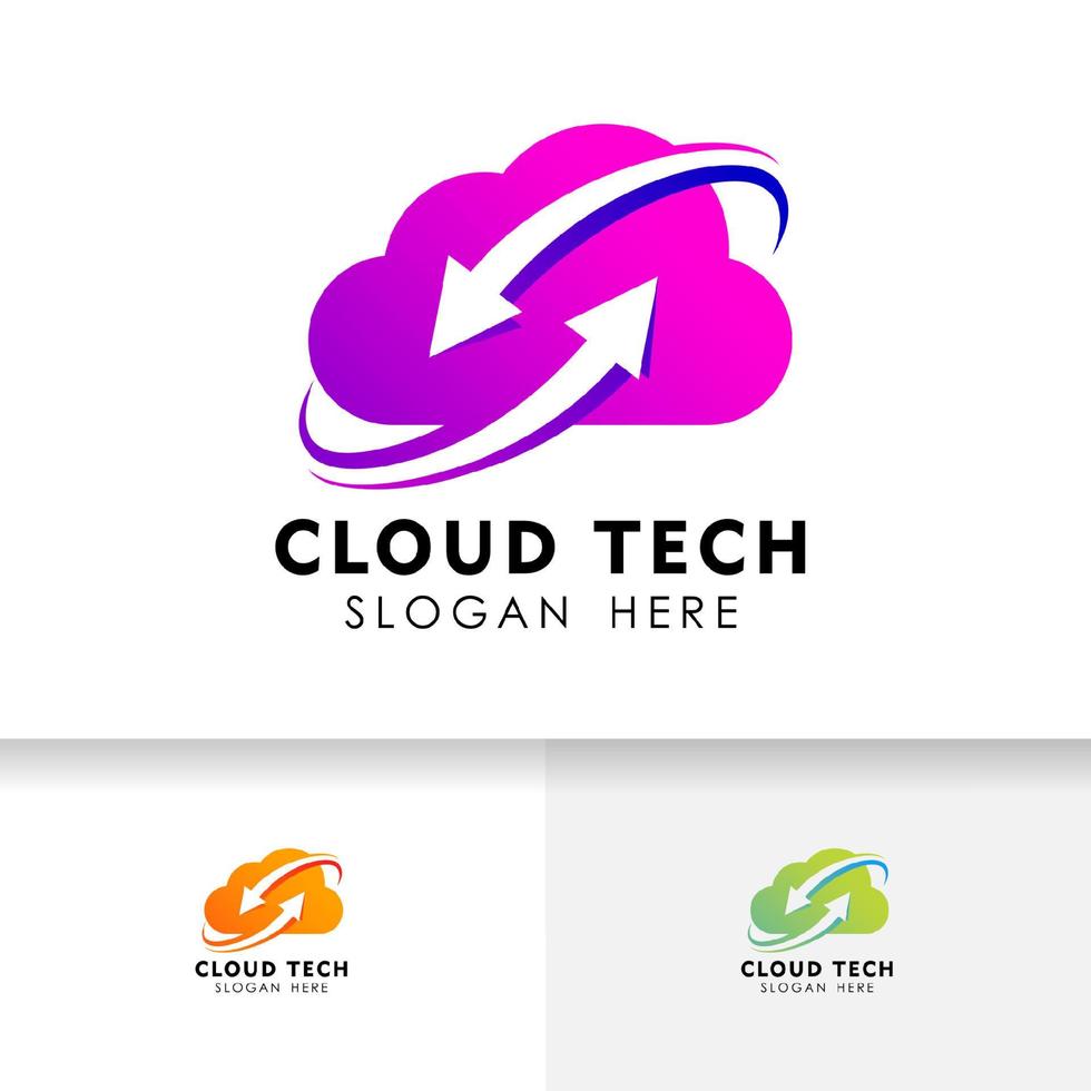 cloud sync logo design template. cloud tech logo design. vector