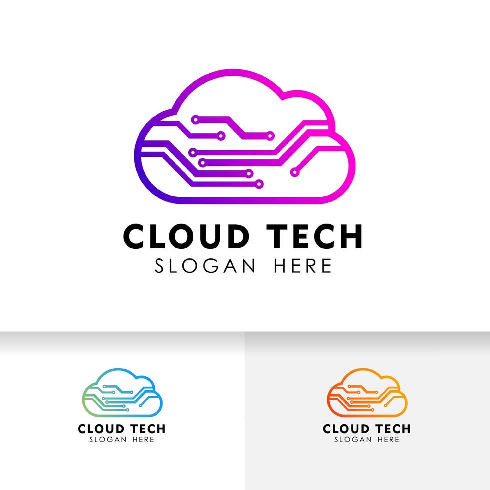 cloud tech logo design template. electric cloud logo vector icon.