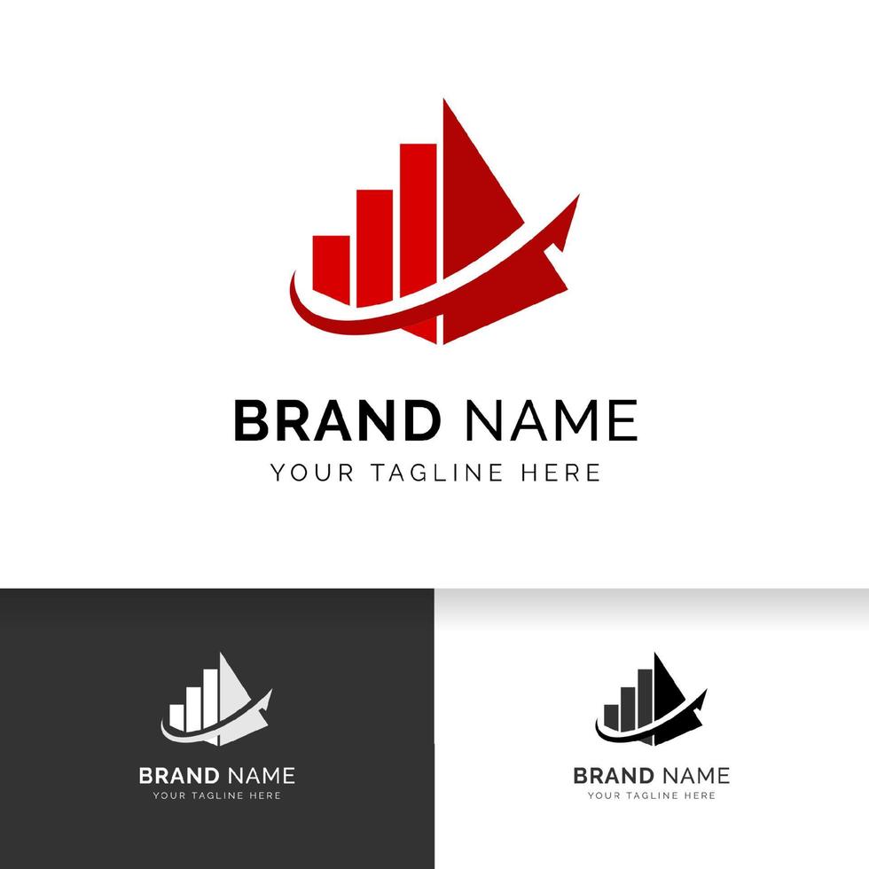 Growth up arrow business logo template isolated on triangle pyramid shape. vector