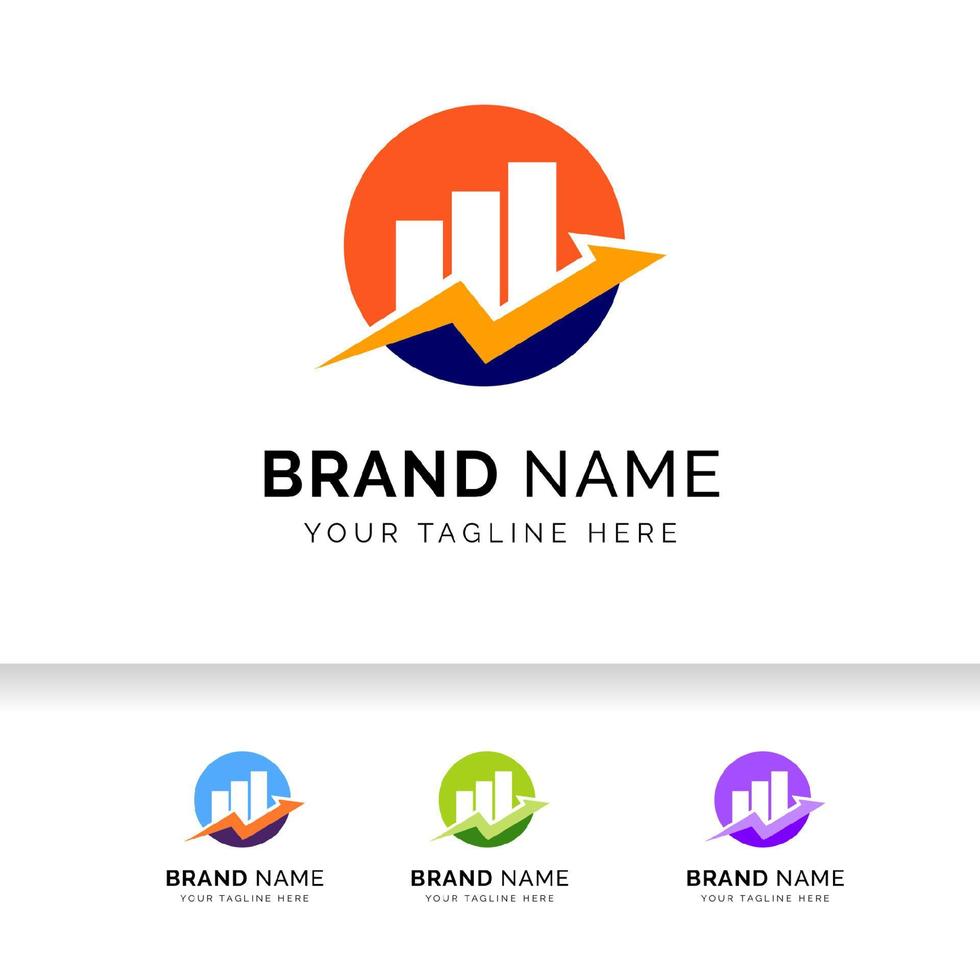 Growth up arrow business logo template. Market Statistic Report logo. vector