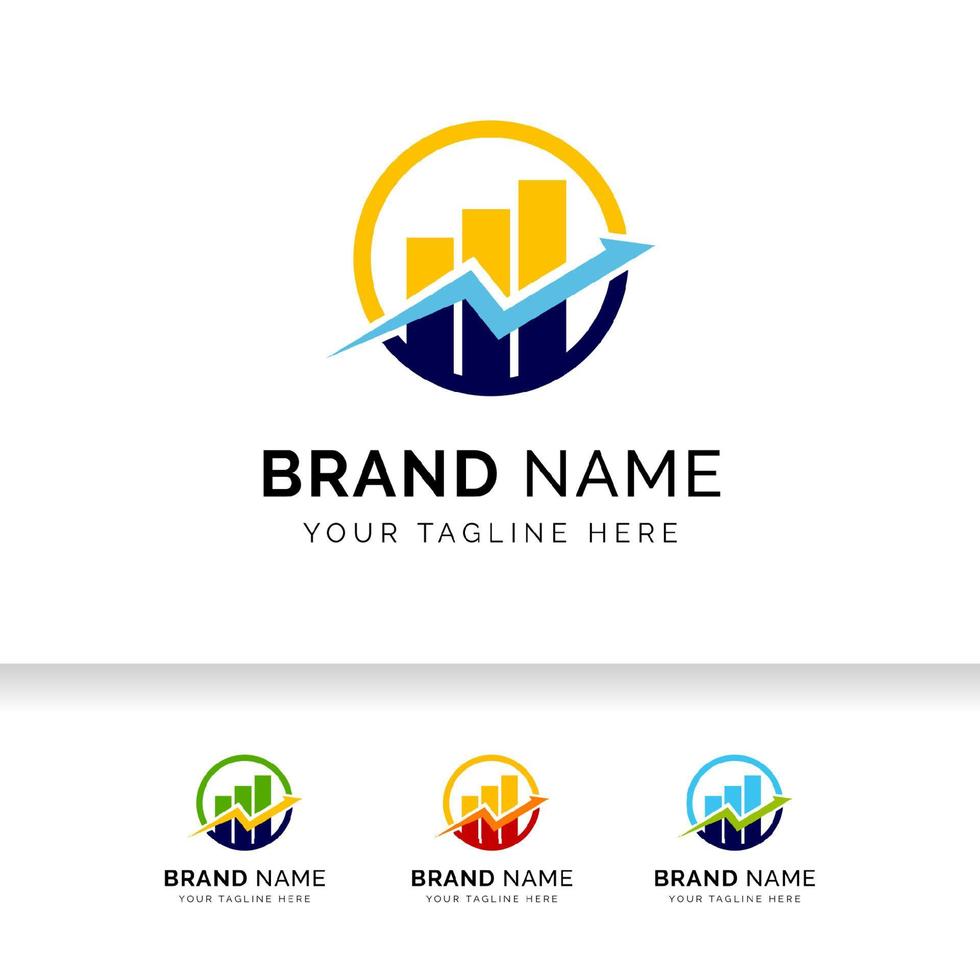 Growth up arrow business logo template. Market Statistic Report logo. vector