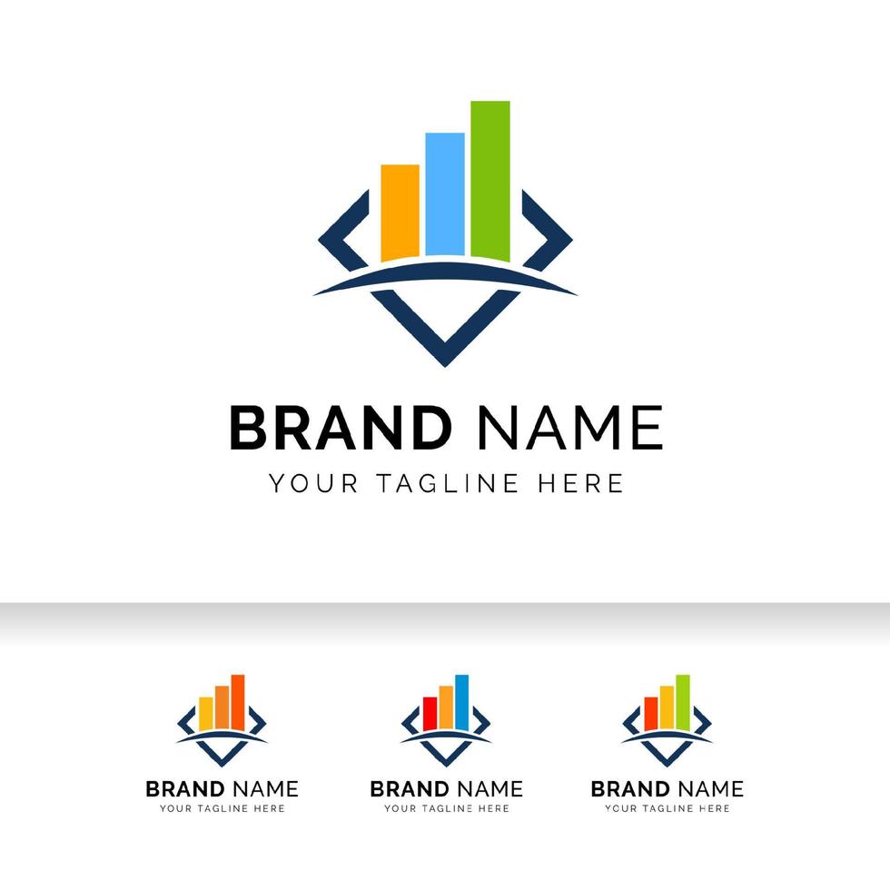 Business logo with bars and chart stock icon. Market Statistic logo. vector