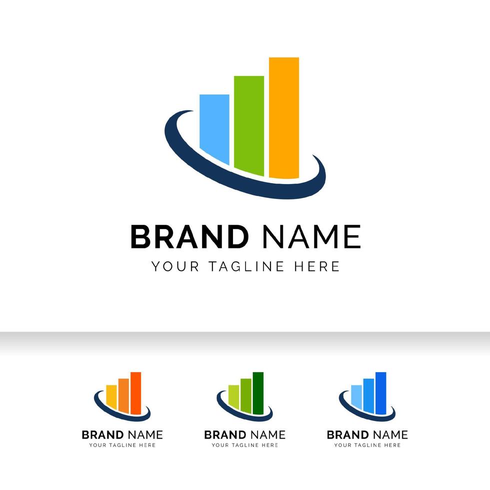 logotipo de empresa con barras e icono de gráfico de acciones. logotipo de estadística de mercado. vector