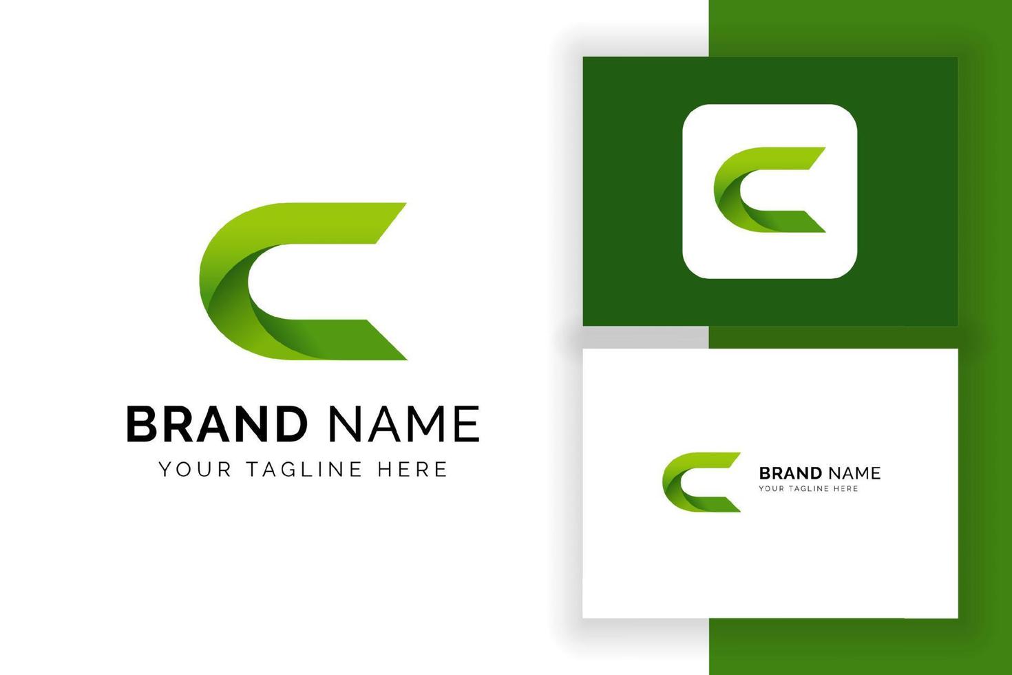 Creative letter C icon in green color style. Vector green alphabet letters logo.