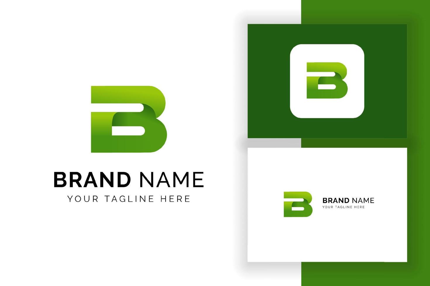 Creative letter B icon in green color style. Vector green alphabet letters logo.