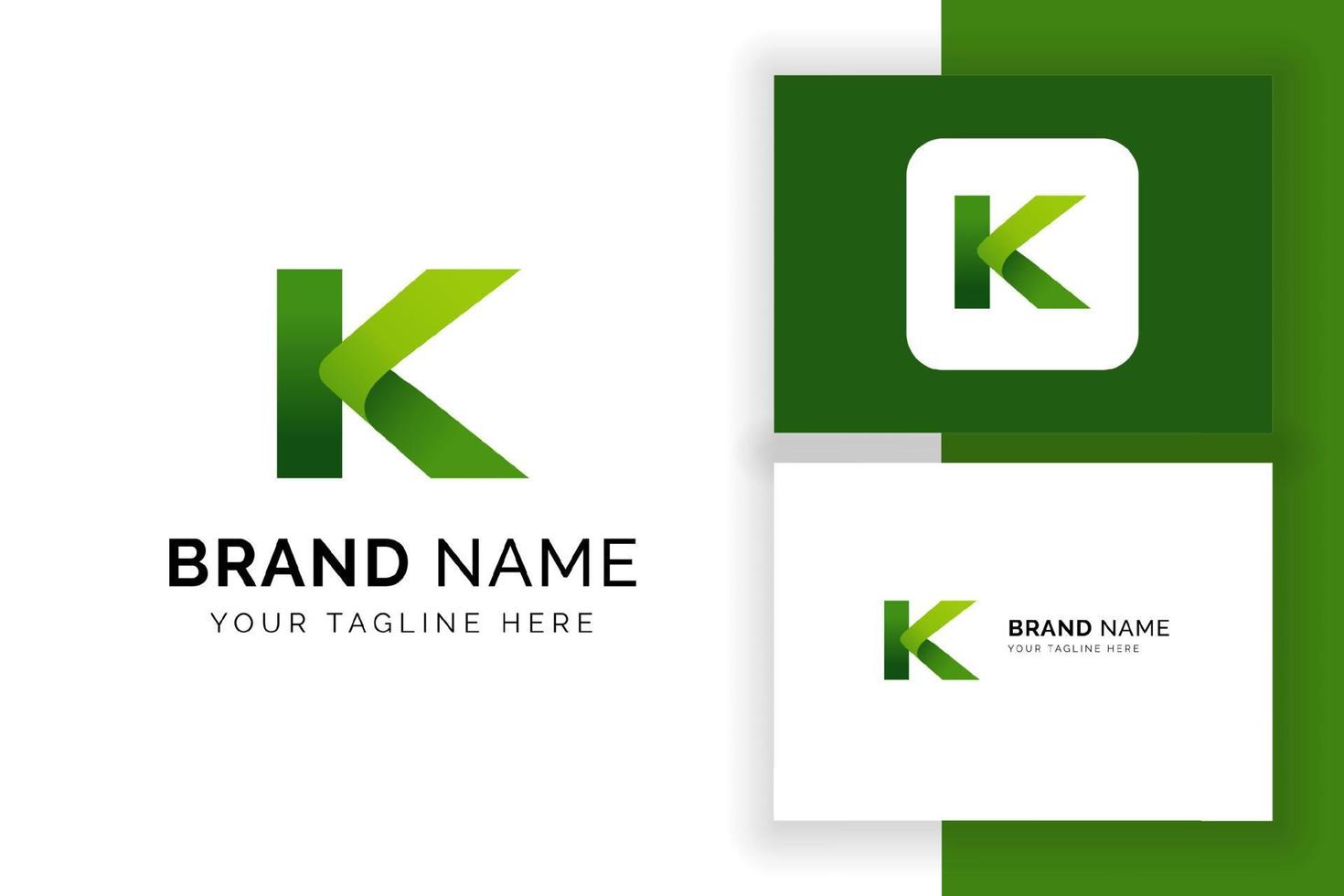 Creative letter K icon in green color style. Vector green alphabet letters logo.