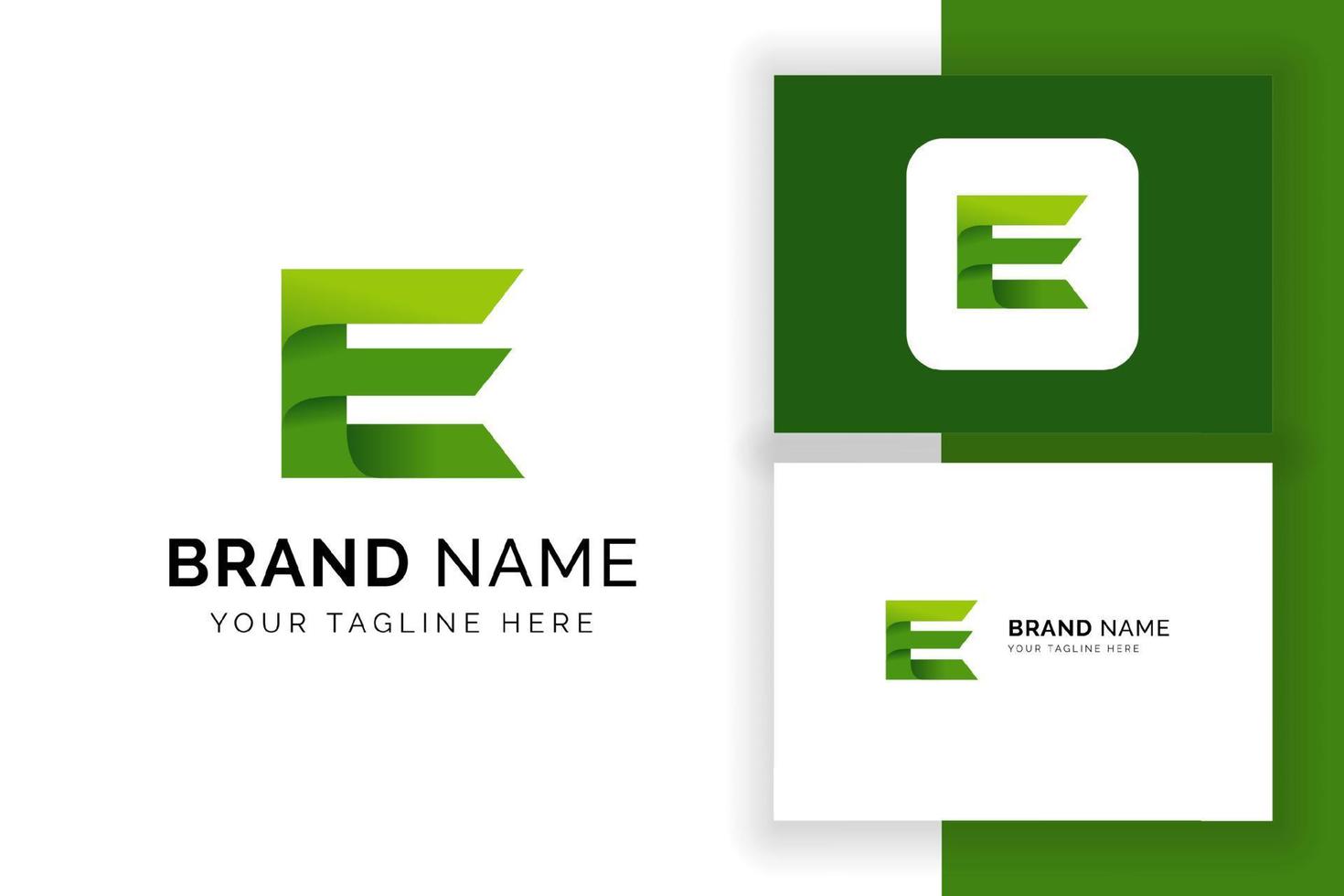 Creative letter E icon in green color style. Vector green alphabet letters logo.