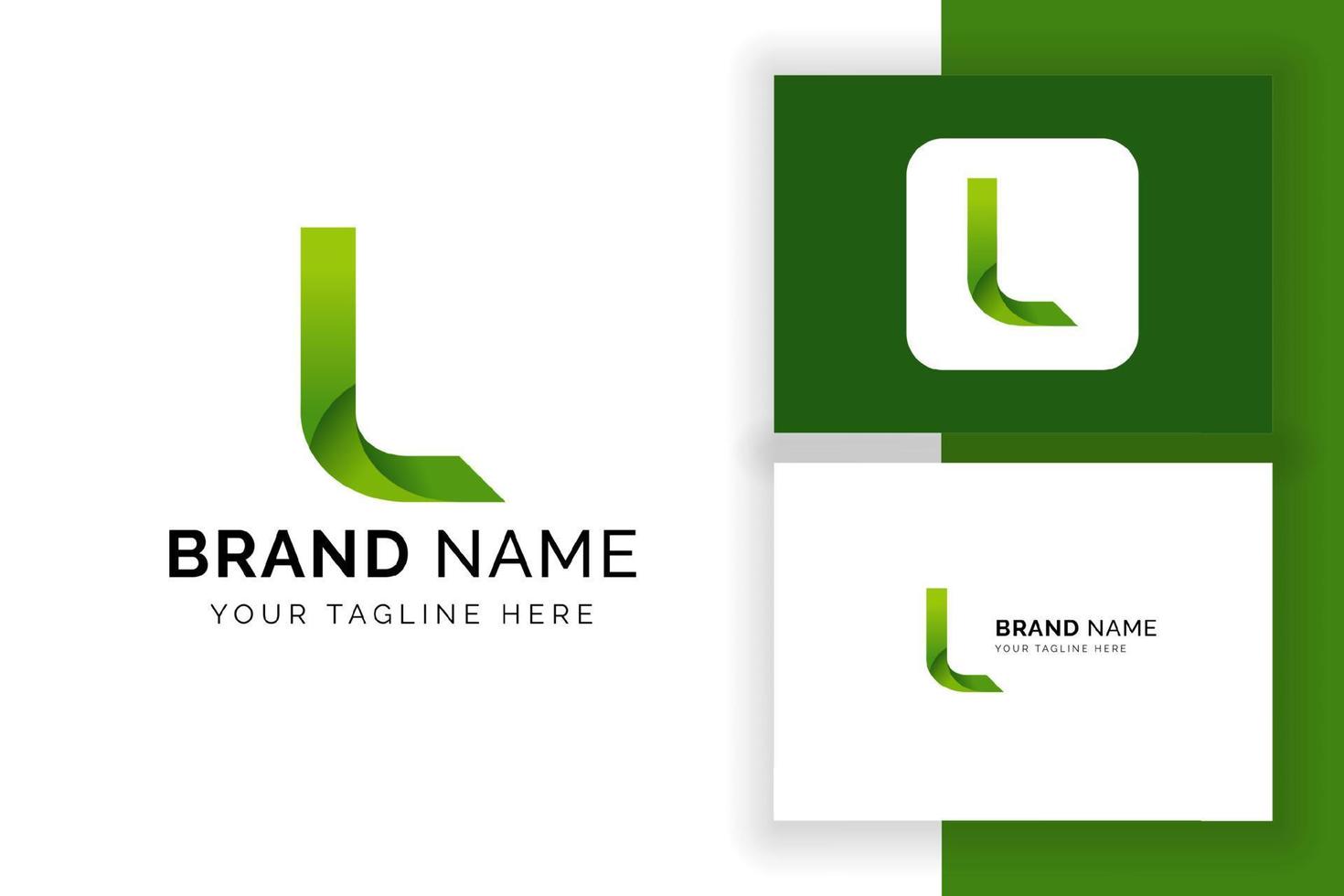 Creative letter L icon in green color style. Vector green alphabet letters logo.