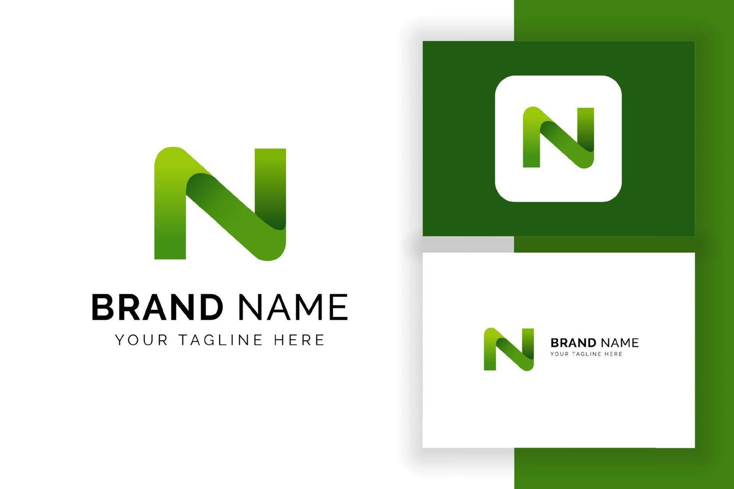 Creative letter N icon in green color style. Vector green alphabet letters logo.