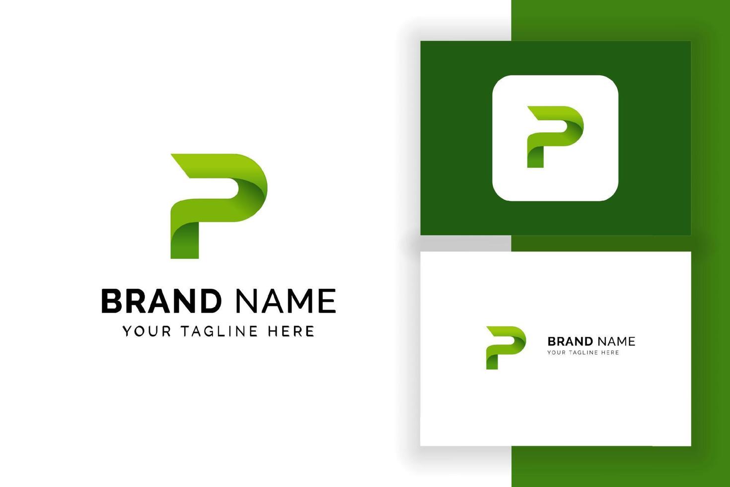 Creative letter P icon in green color style. Vector green alphabet letters logo.