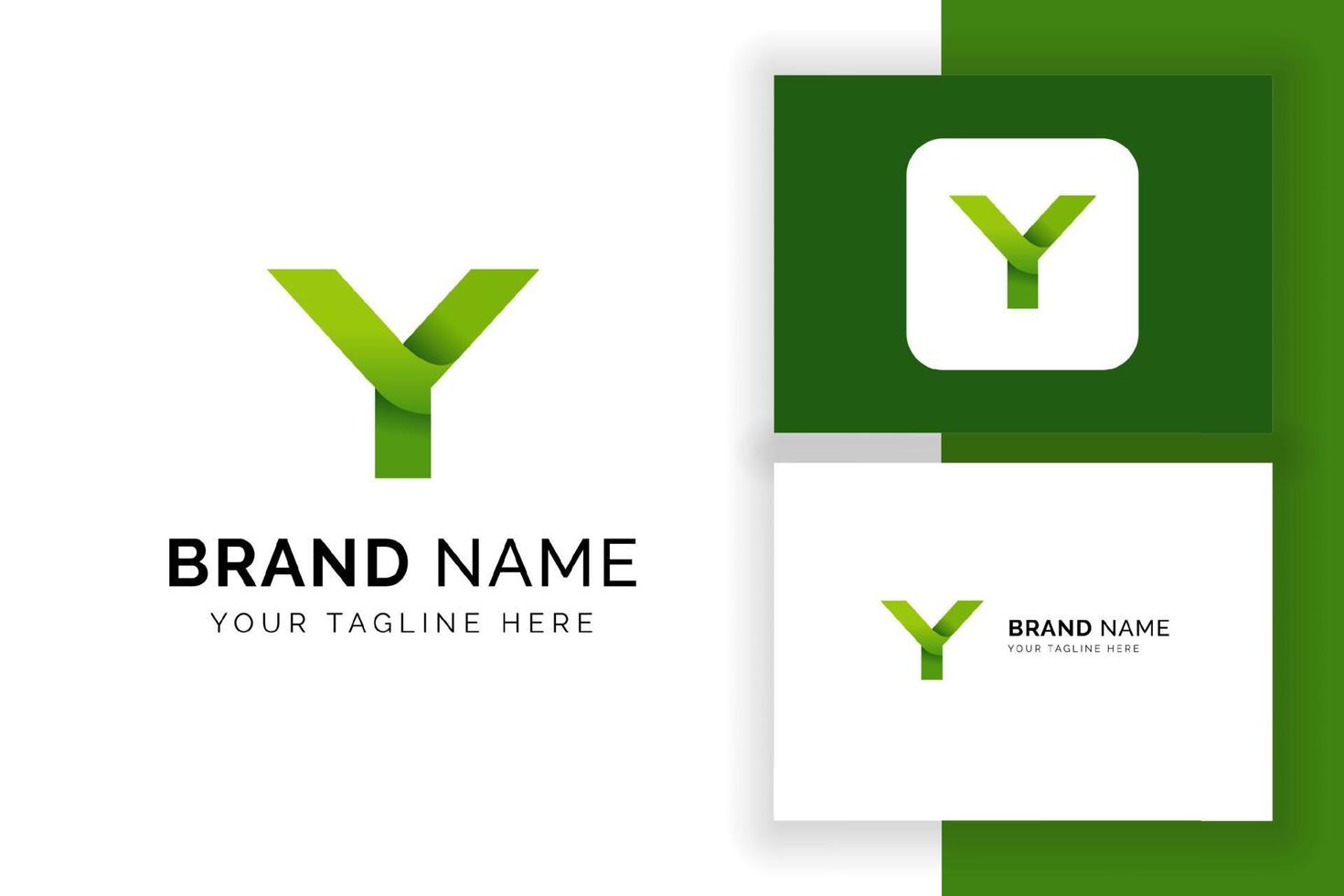 Creative letter Y icon in green color style. Vector green alphabet letters logo.