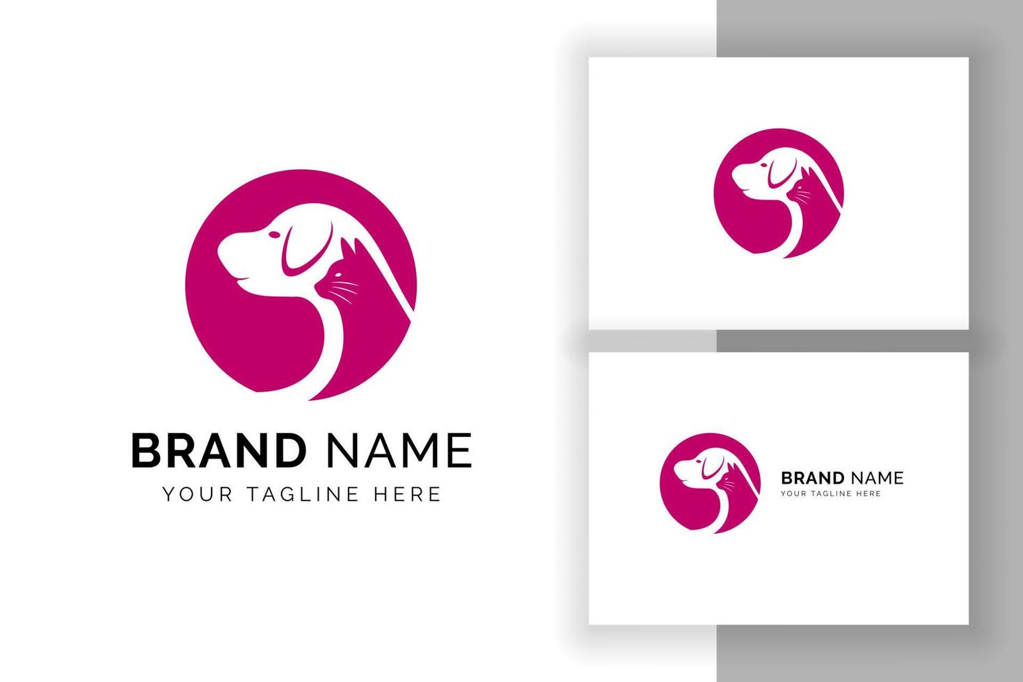 pet care and pet clinic logo design template. cat and dog vector silhouette