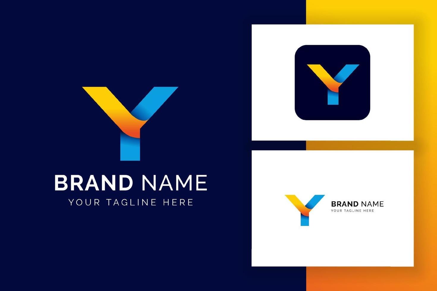 digital letter Y logo template. Colorful letter icon for technology vector