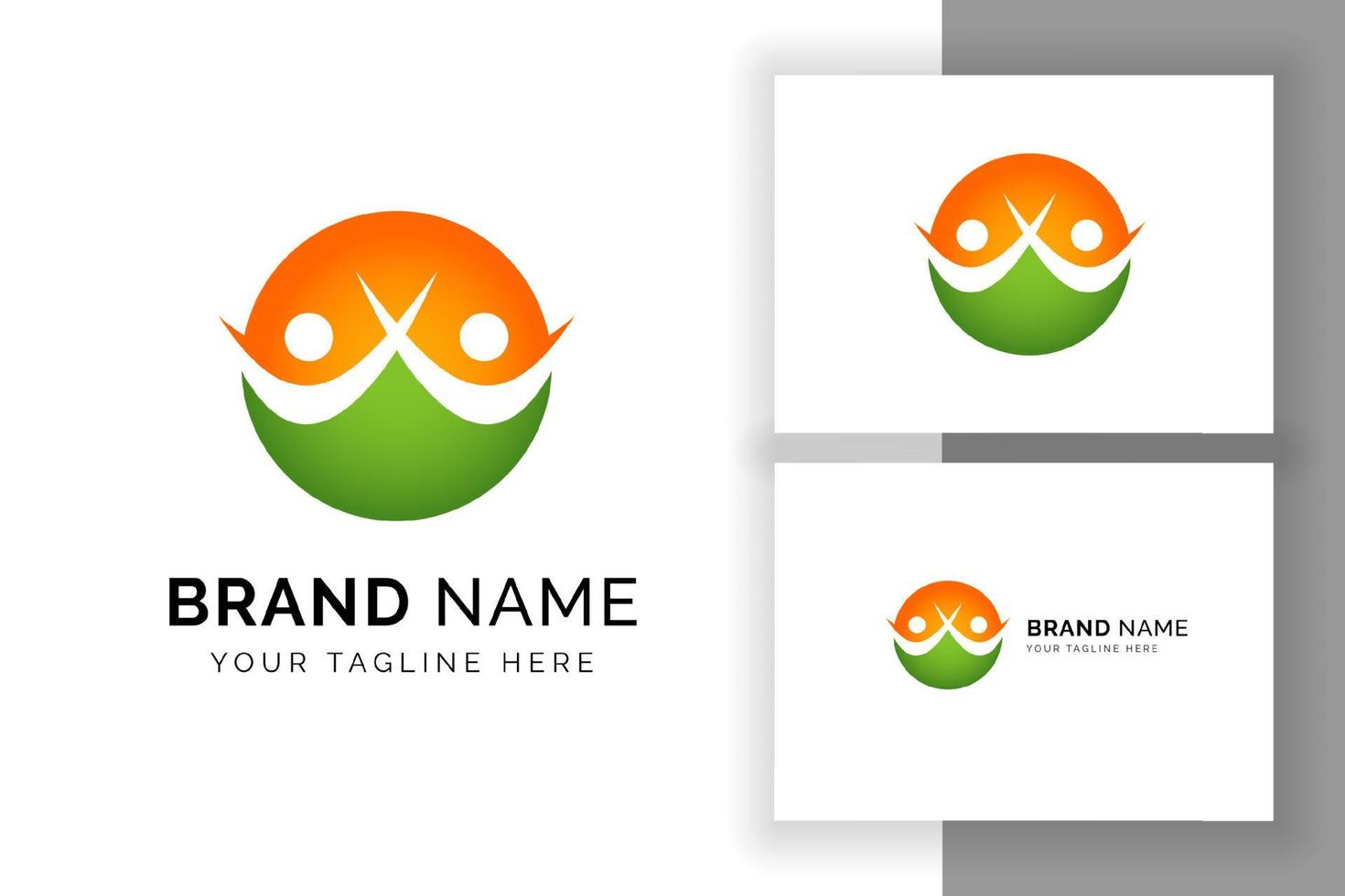 Healthcare wellness logo template. Human character and leaf symbol vector