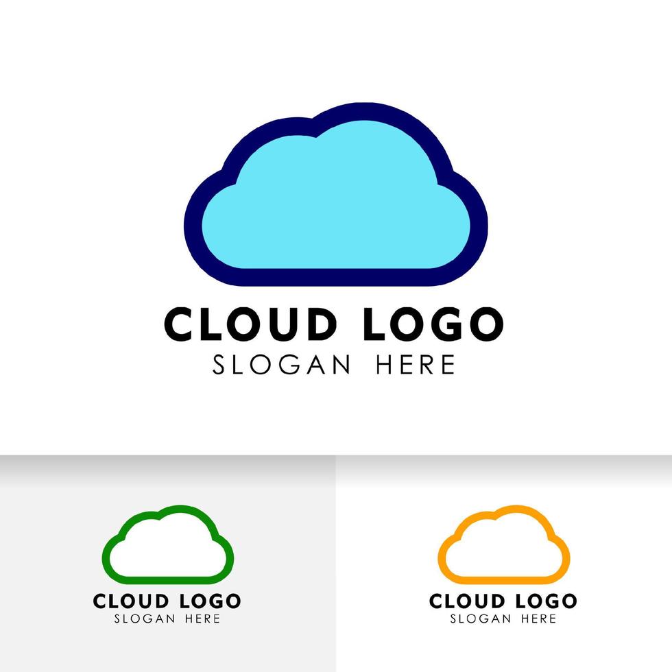 diseño de logotipo de tecnología en la nube en estilo de arte lineal. icono de vector de diseño de logotipo de nube