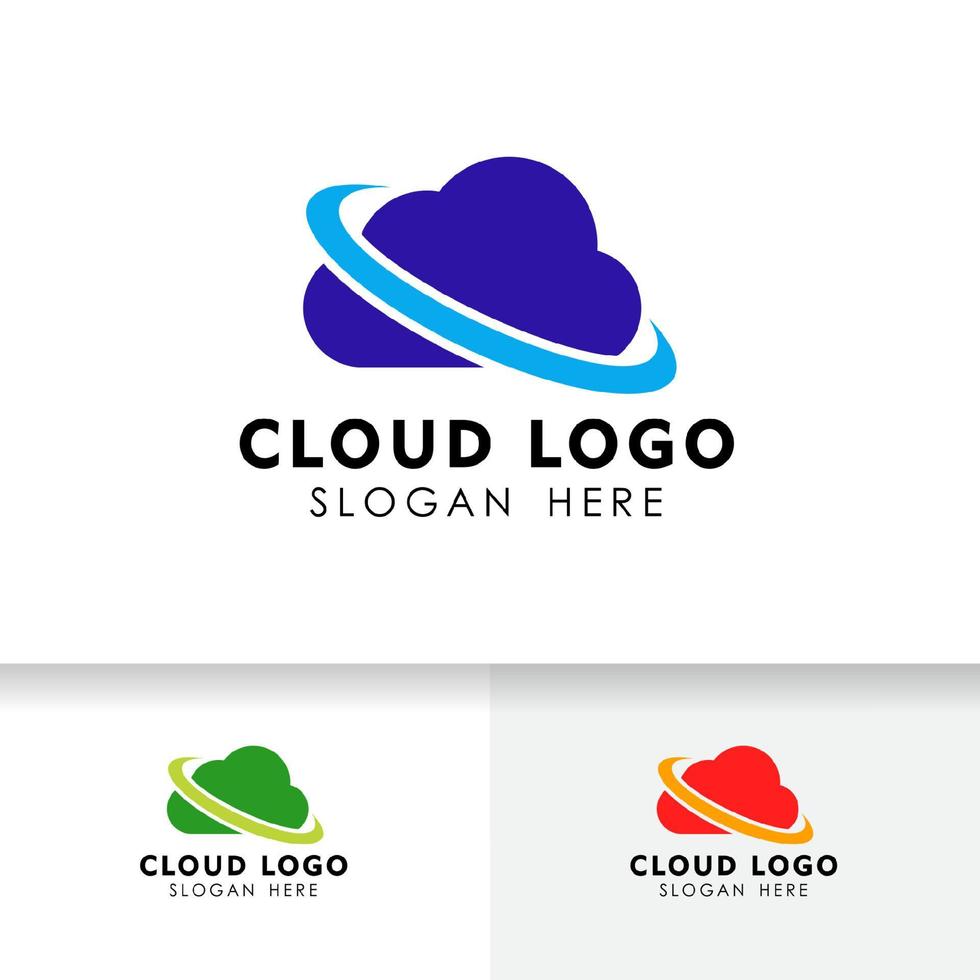 plantilla de diseño de logotipo de nube. Plantilla de logotipo de icono de servidor de datos en la nube. vector