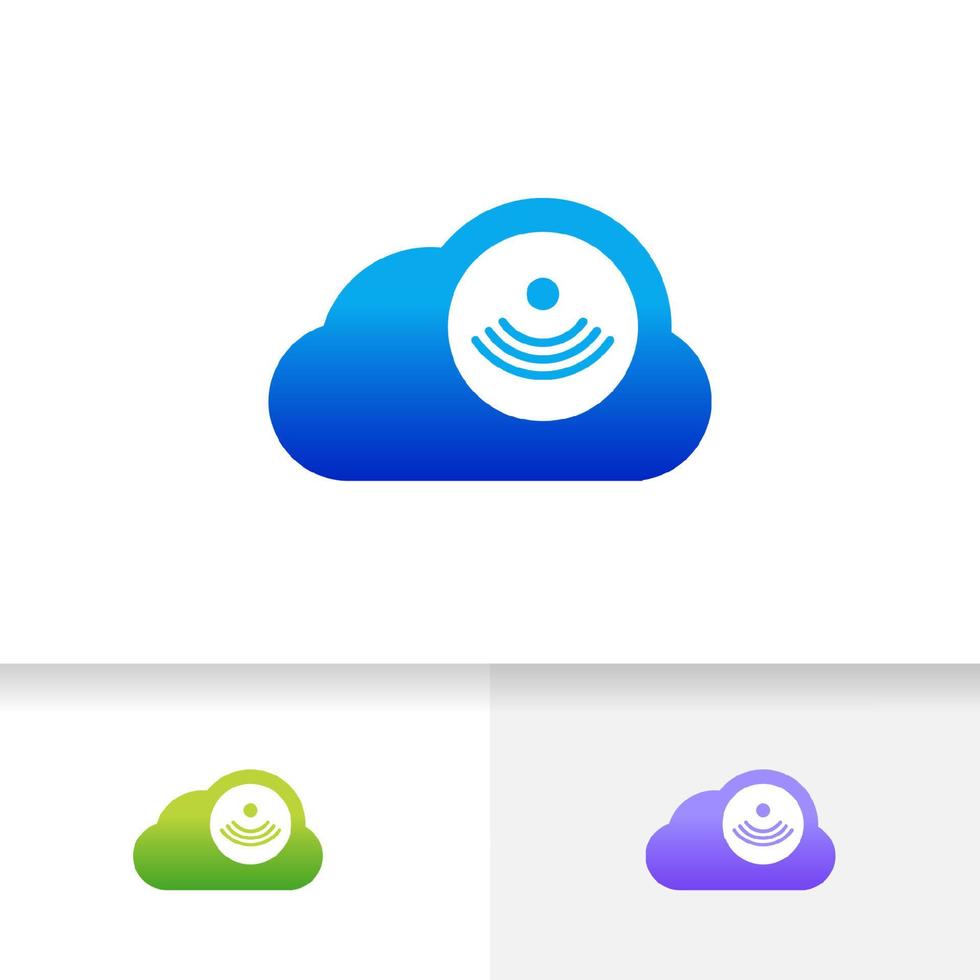 wireless cloud logo design vector icon. cloud tech logo design.