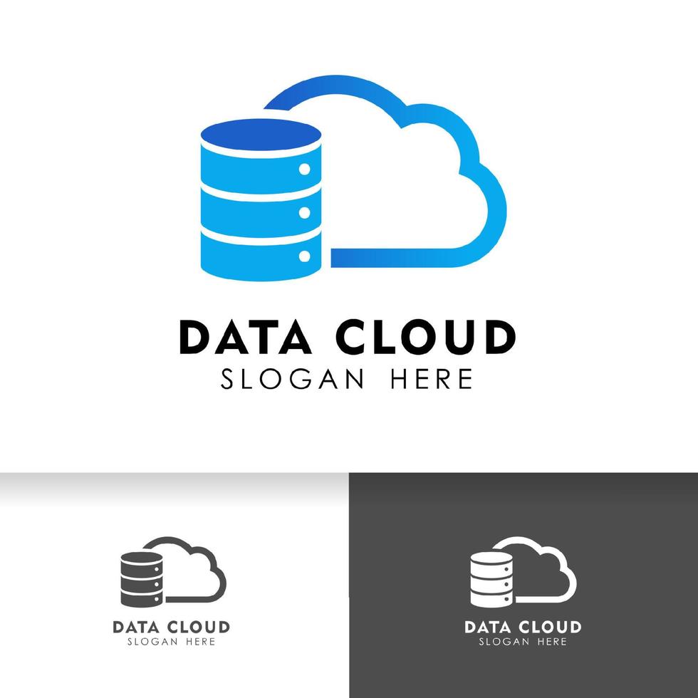 plantilla de diseño de logotipo de nube. plantilla de logotipo de icono para servidor de datos en la nube o alojamiento. vector