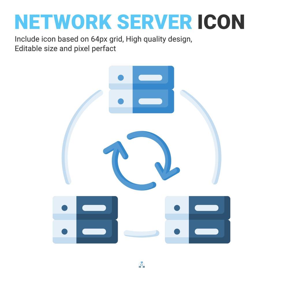 Network server icon vector with flat color style isolated on white background. Vector illustration networking sign symbol icon concept for digital IT, logo, industry, technology, apps, web and project