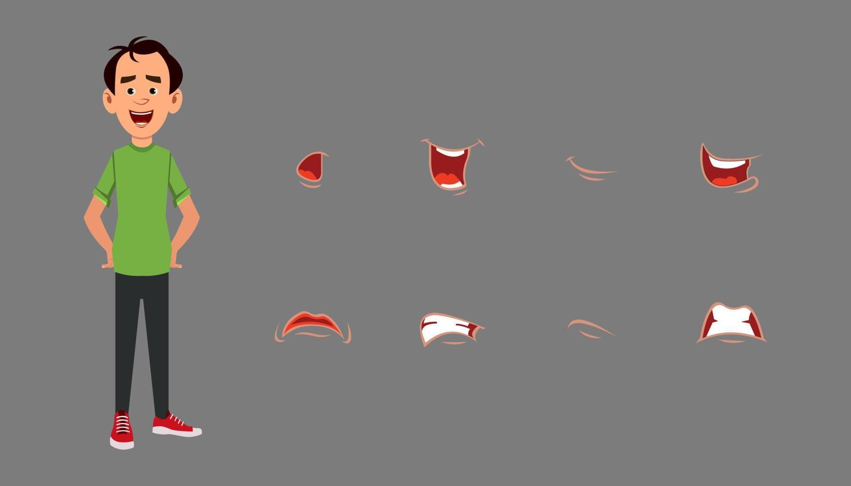 conjunto de expresión de sincronización de labios de personaje. diferentes emociones para la animación personalizada vector