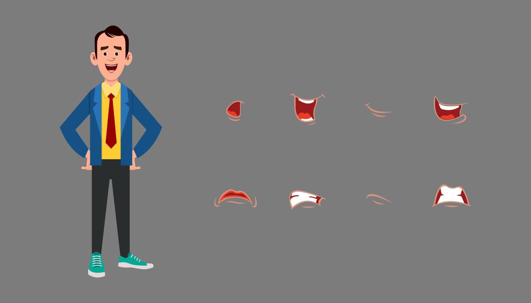 Character lip sync expression set.  Different emotions for custom animation vector
