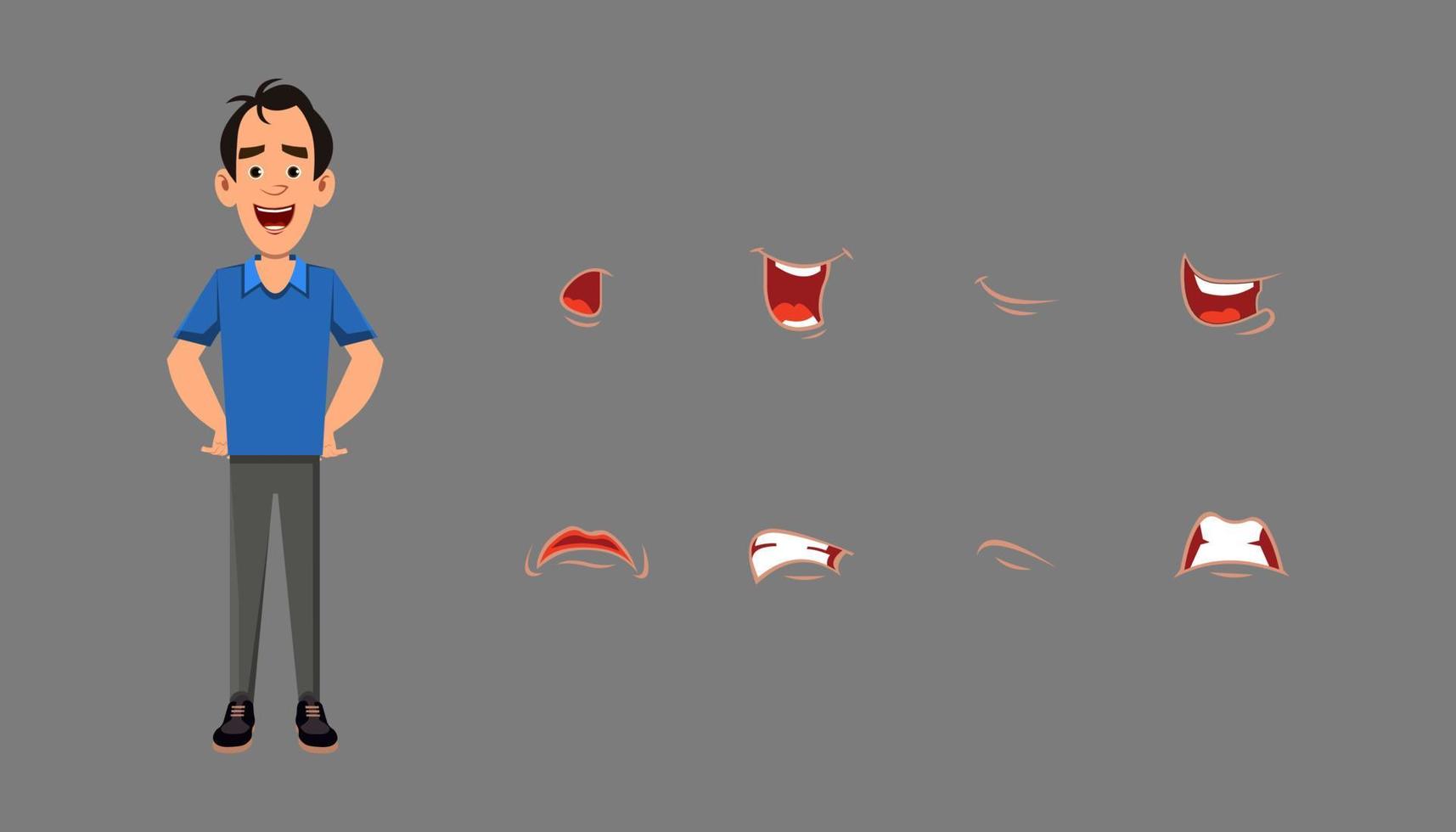 Character mouth lip sync set. Different emotions for custom animation vector