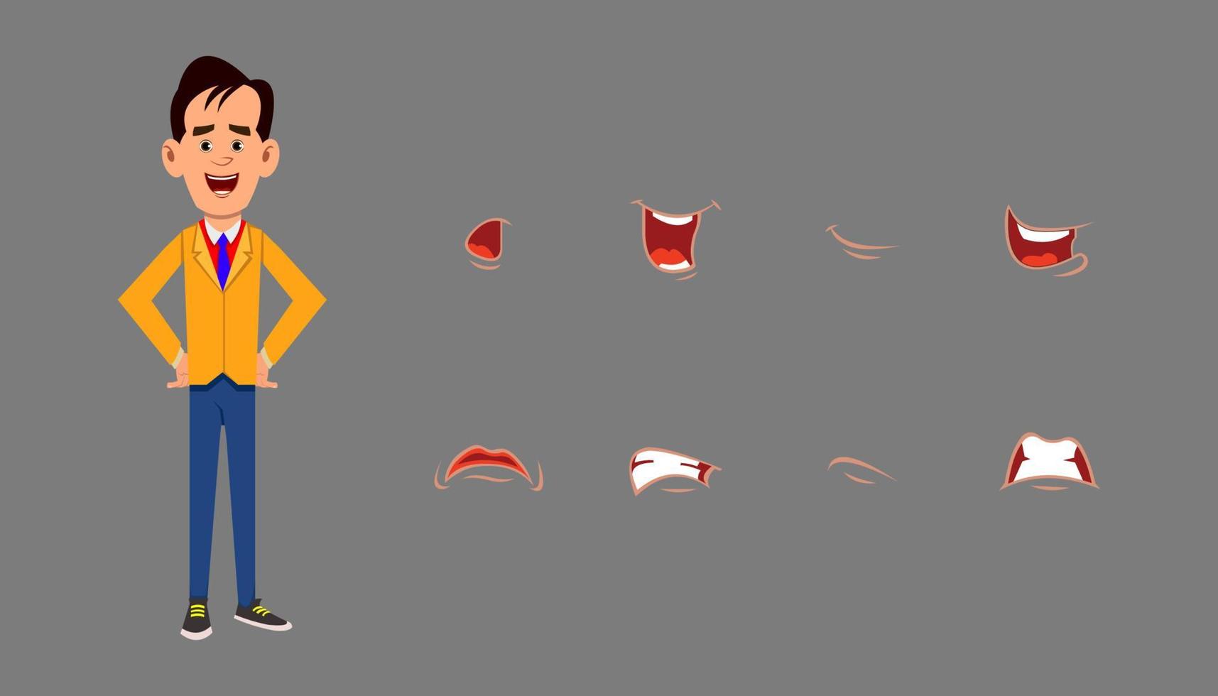 Character lip sync expression set. Different emotions for custom animation or design vector