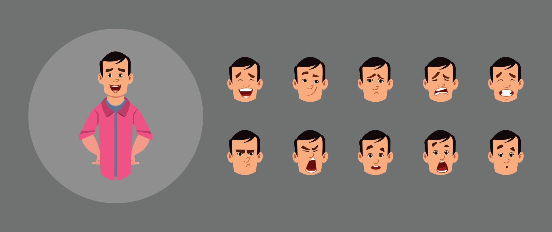 Conjunto de personas con diferentes emociones faciales. vector