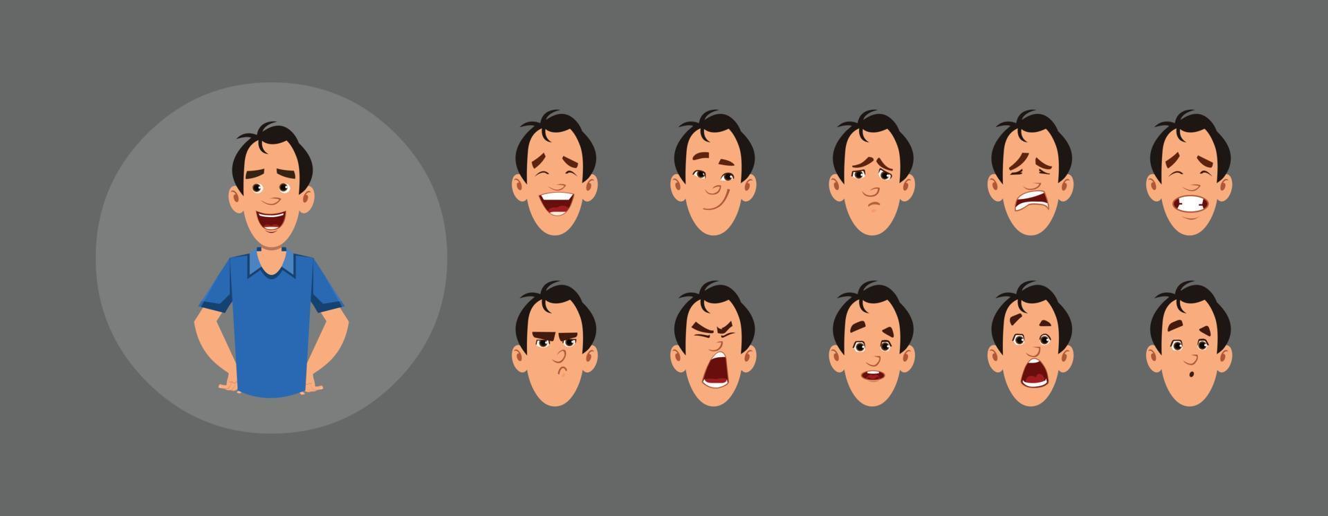 People with different facial emotion set vector