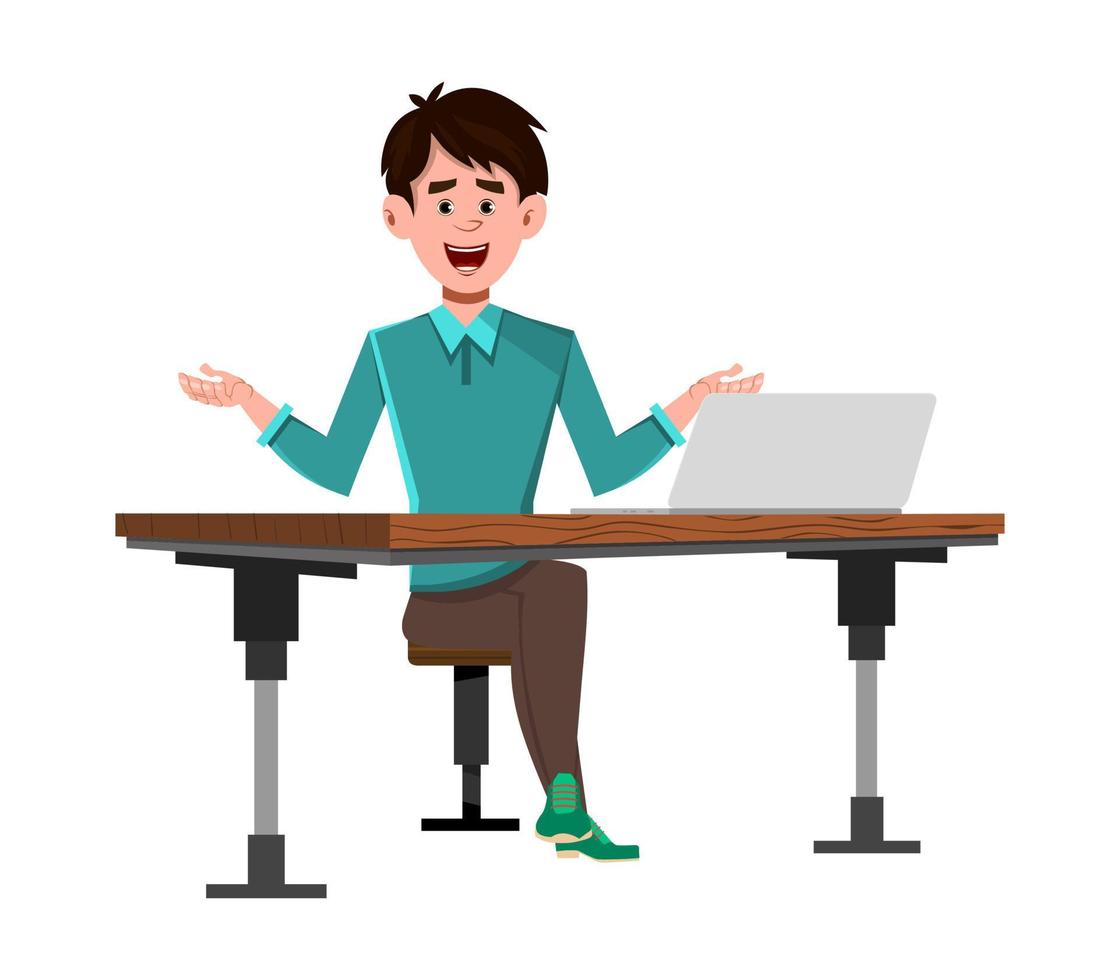 Businessman on his computer desk vector