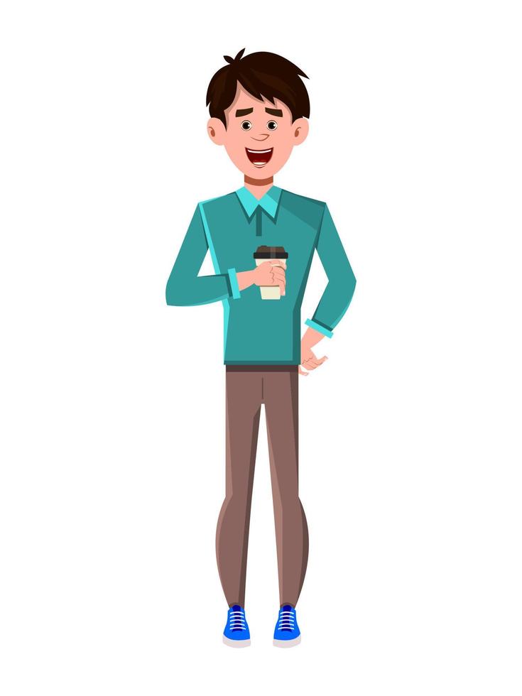 Businessman holding a coffee cup vector