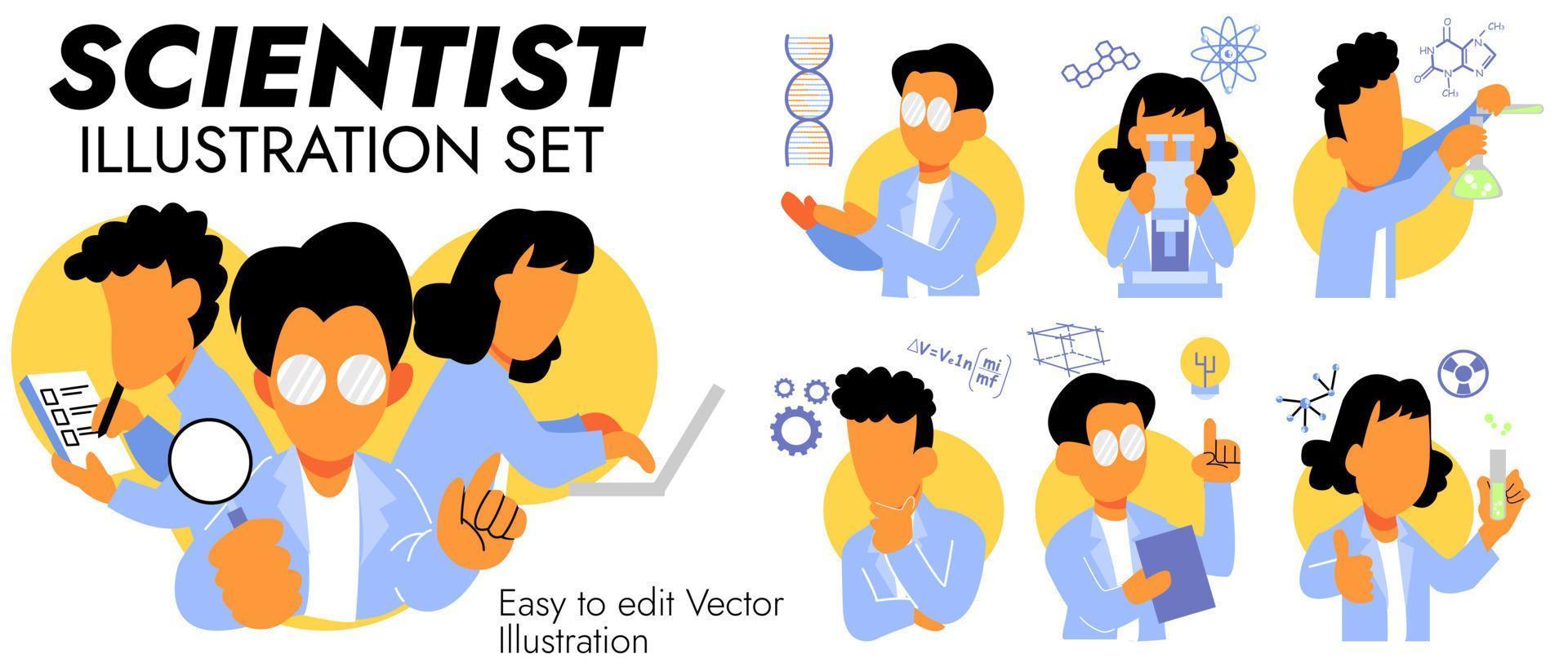 igh quality scientist Illustration set vector