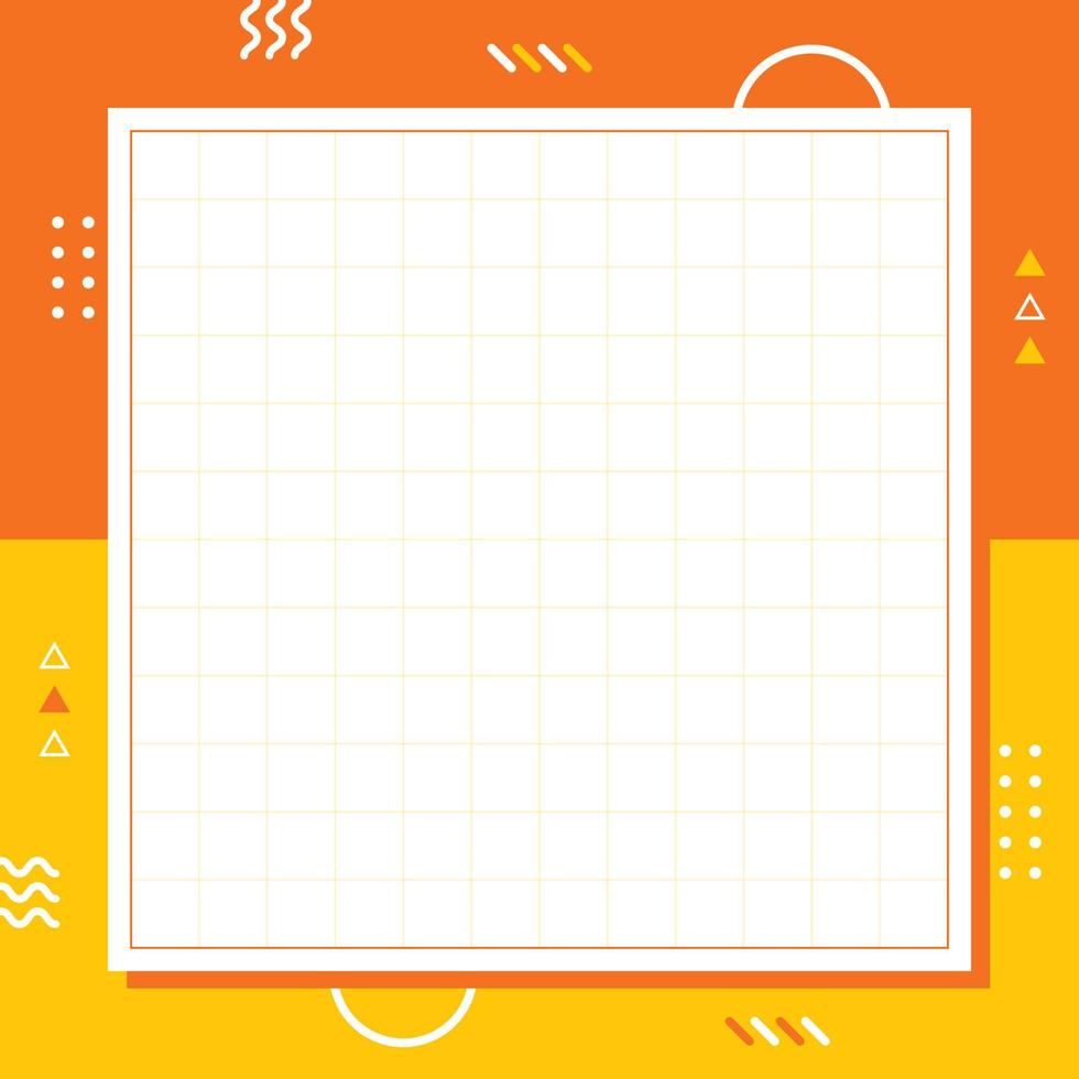 Colorful memphis style in square size Abstract creative background Template for social media banner design with copy space Simple trendy cute pop backdrop for advertising concept Free flat vector
