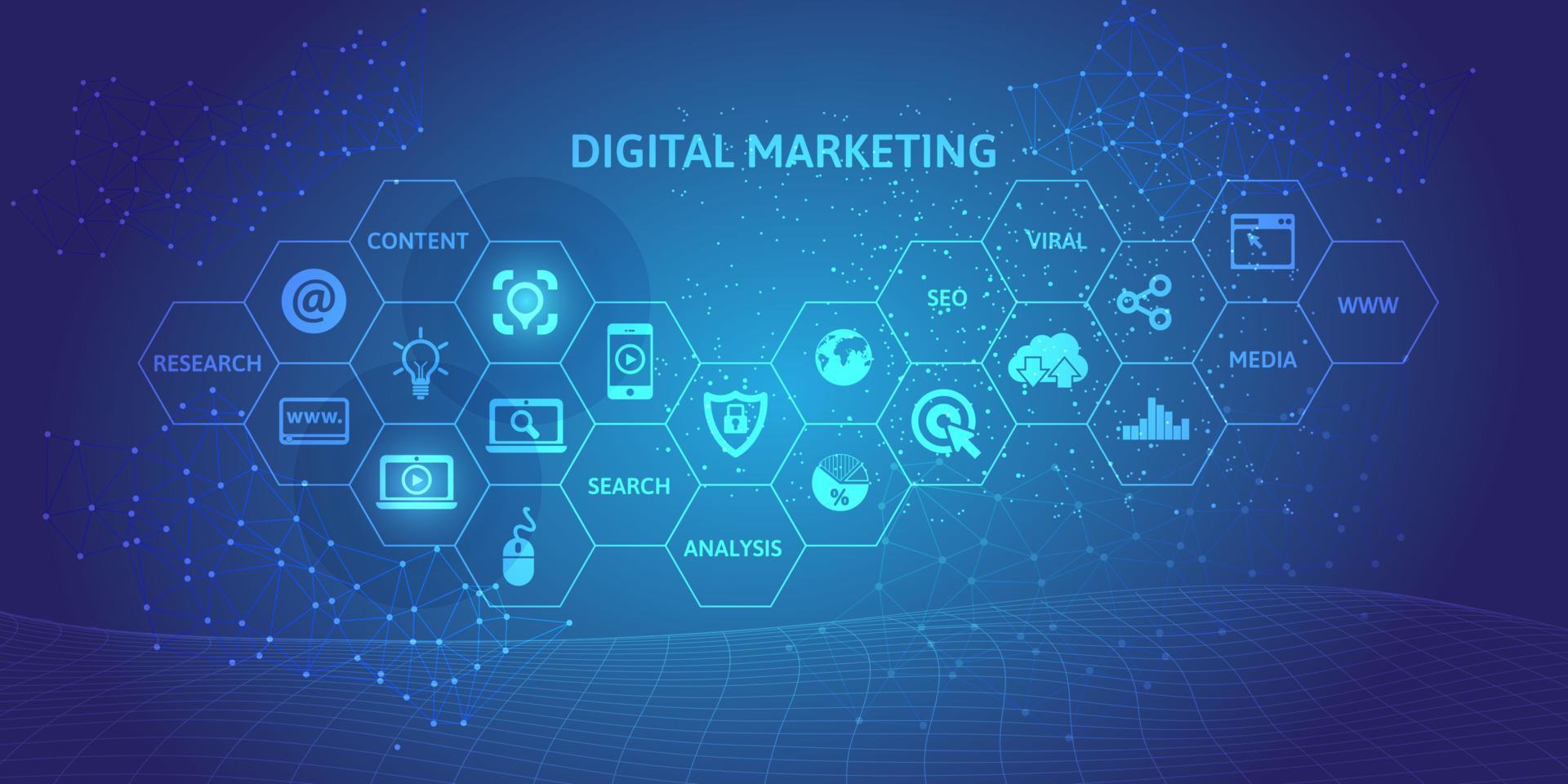 fondo de tecnología abstracta de marketing digital vector