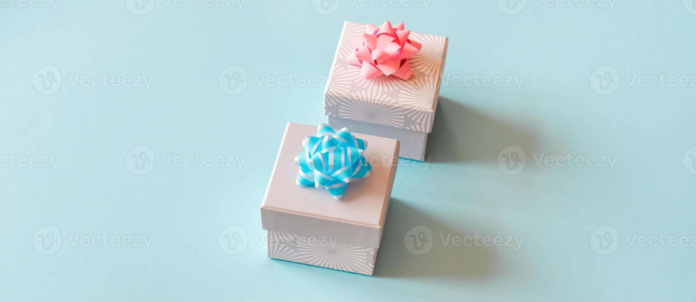 Gift boxes on blue background. photo