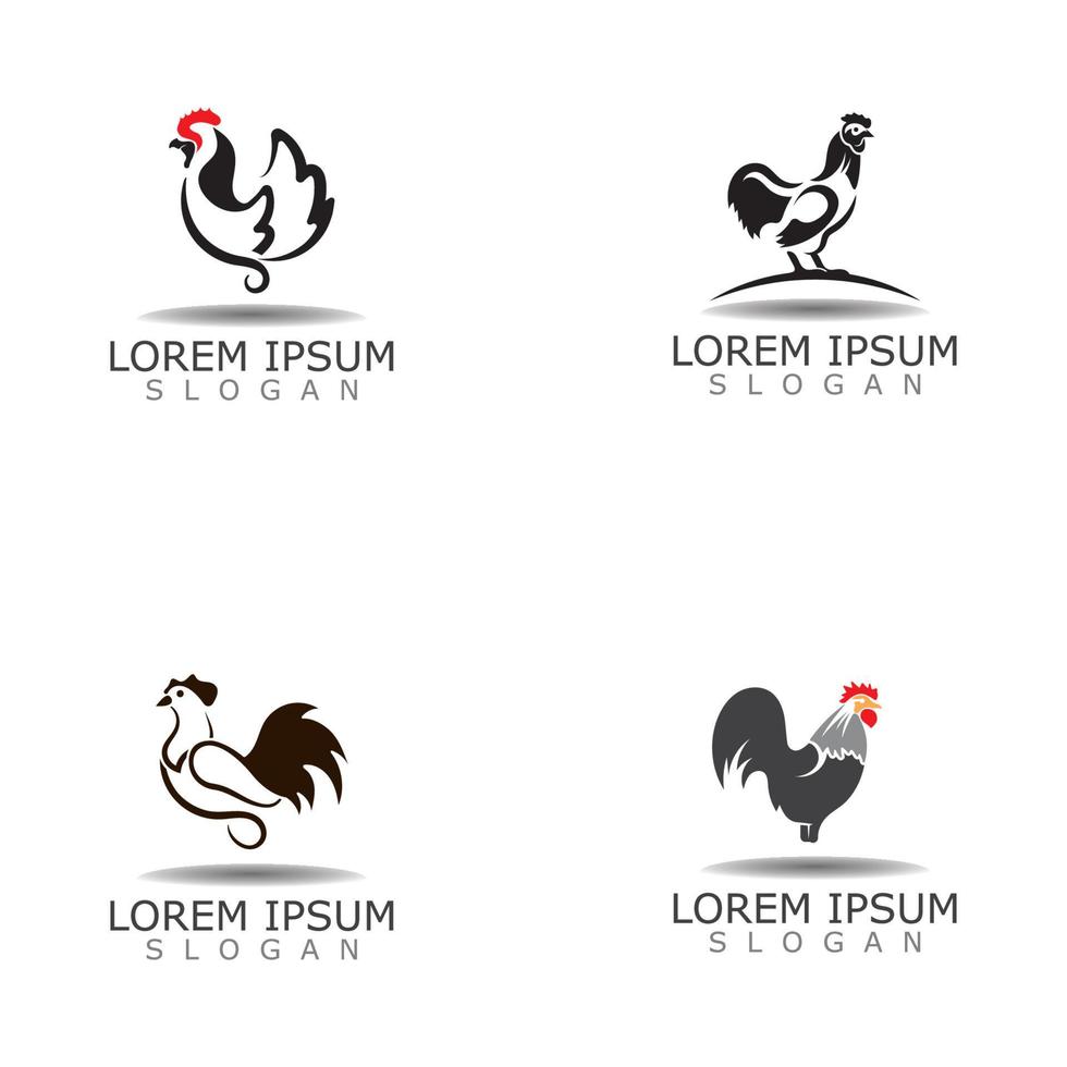 Logotipo de pollo granja vintage, elemento de diseño de vector de gallo animal