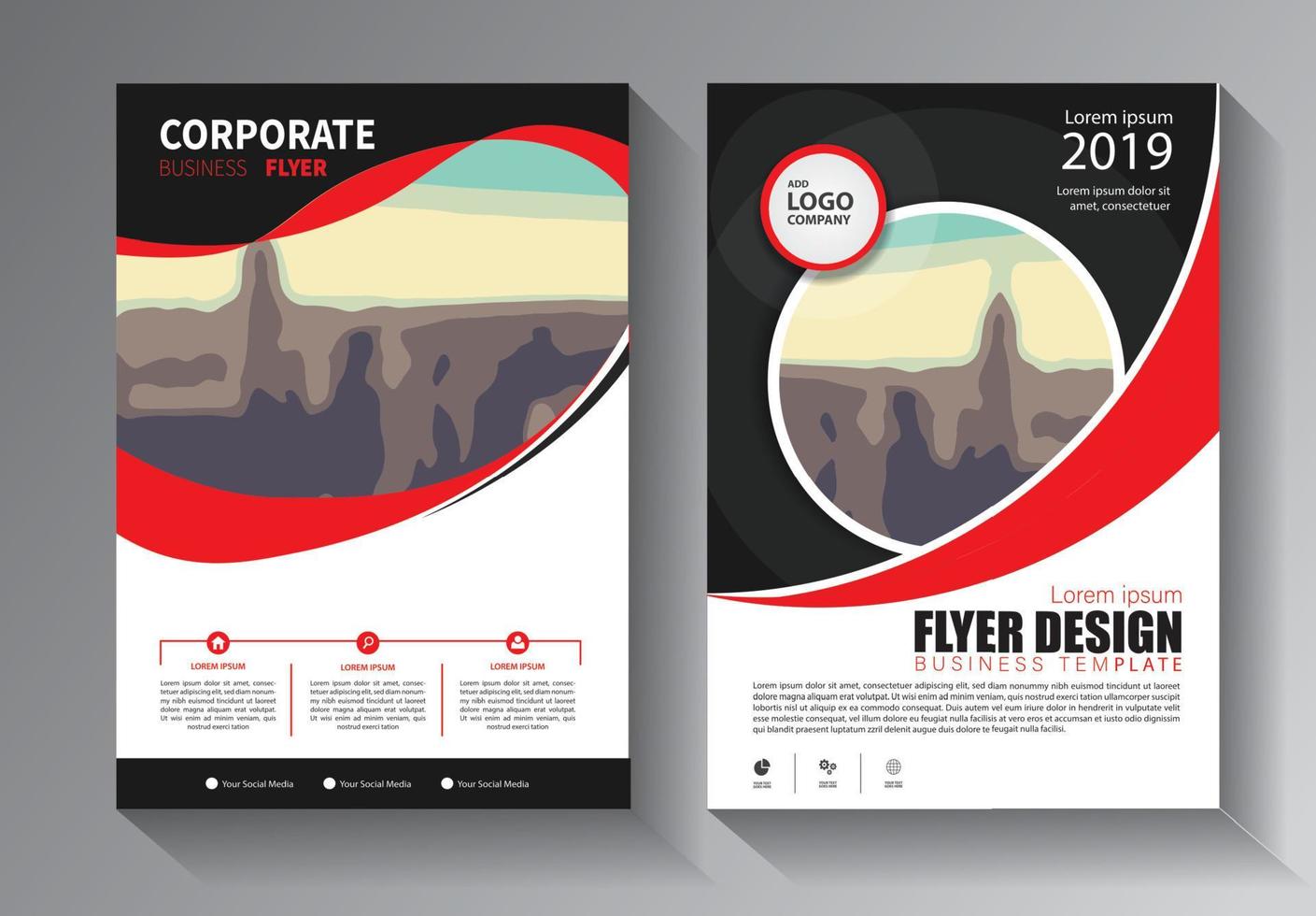 flyer template for annual report with modern concepy vector