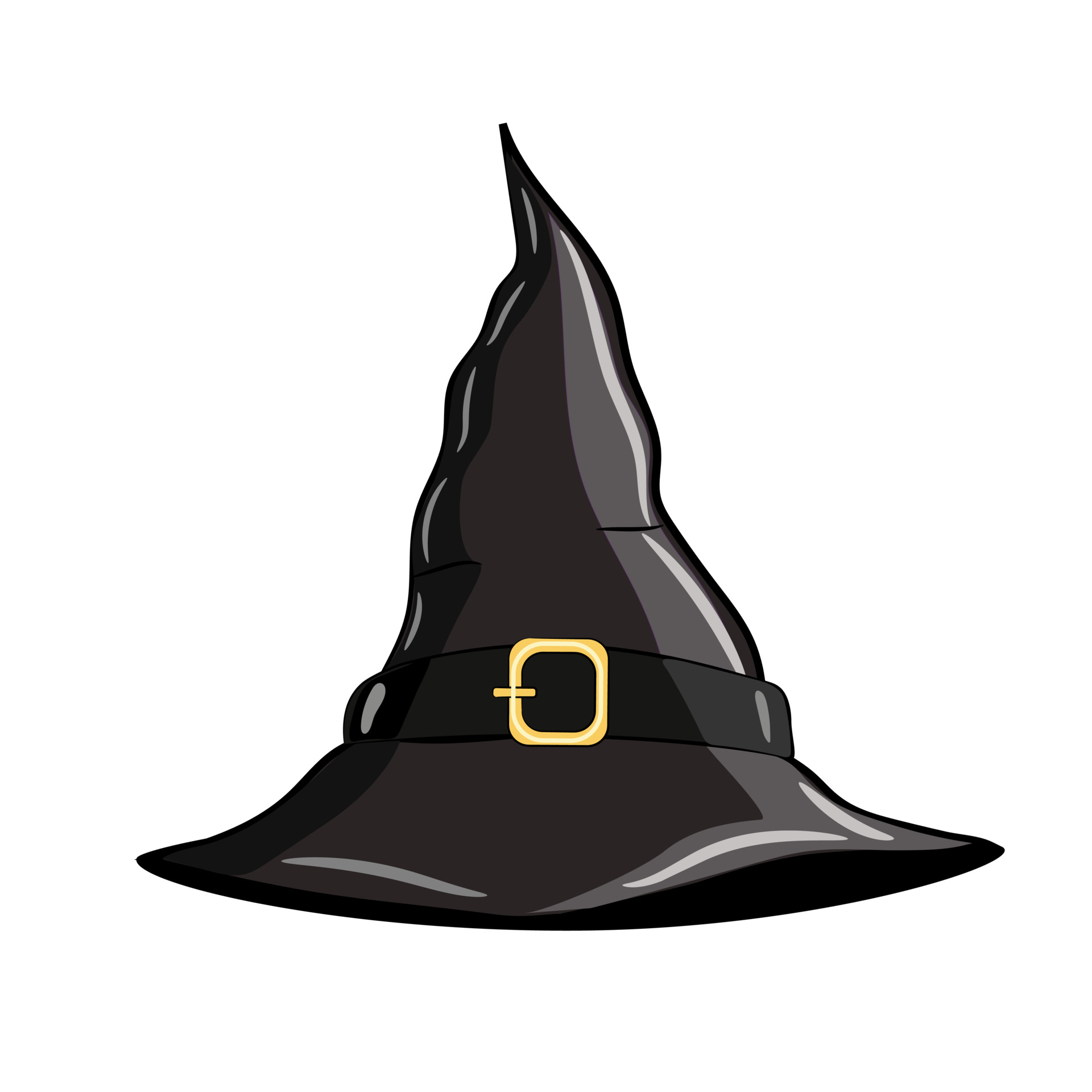Cute pointed black witch hat with gold buckle isolated on a white background. Cartoon vector illustration for Halloween. 3566707 Vector Art at Vecteezy Cute pointed black witch hat with gold buckle isolated on a white background. Cartoon vector illustration for Halloween. 3566707 Vector Art at Vecteezy