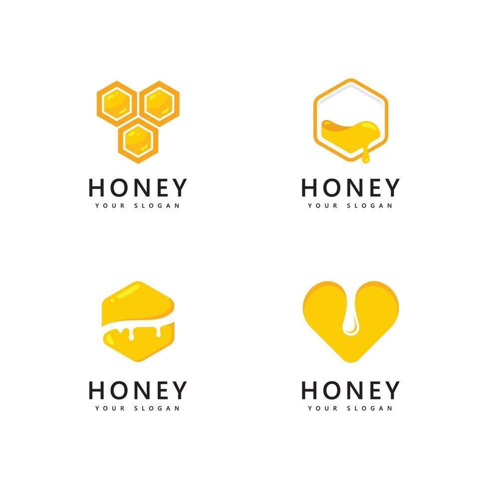 Honey comb  logo icon   bees vector design