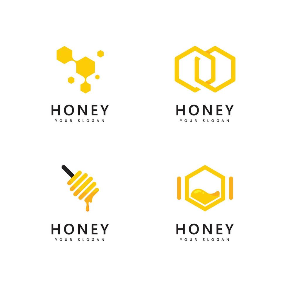 Honey comb  logo icon   bees vector design