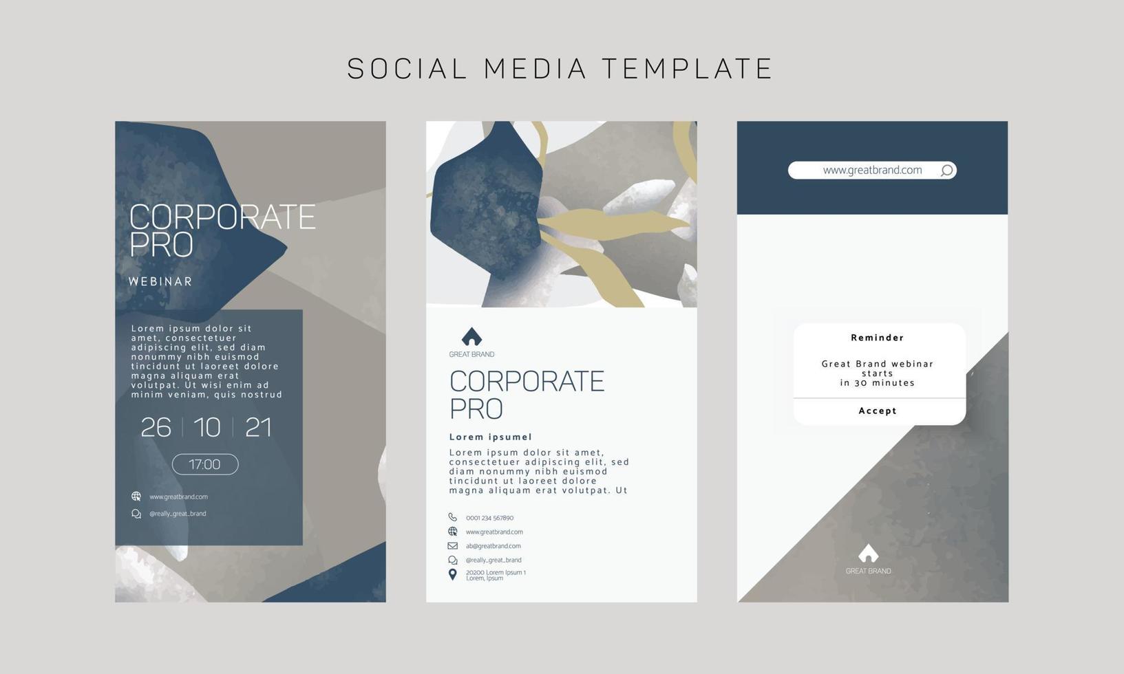 Vector template for social media and web formats, brand identity collection