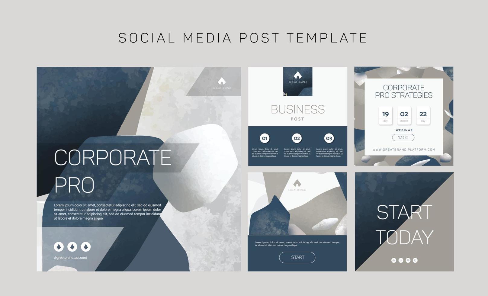 Vector template for social media and web formats, brand identity collection