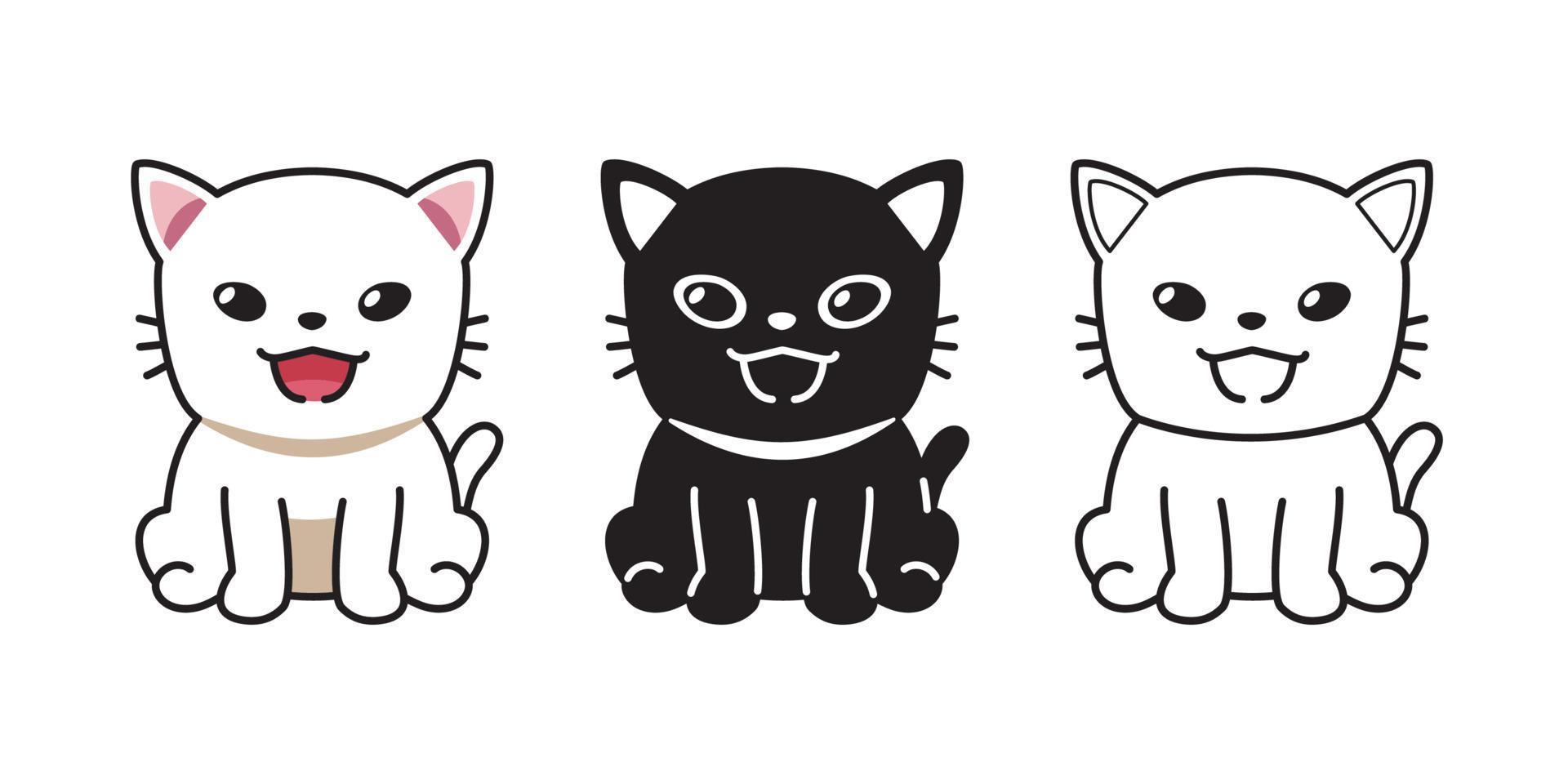 Set of vector cartoon character cat