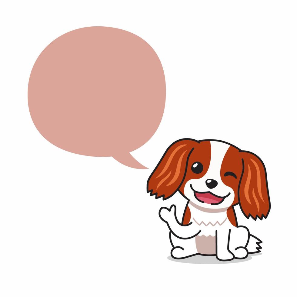 personaje de dibujos animados perro cavalier king charles spaniel con bocadillo vector