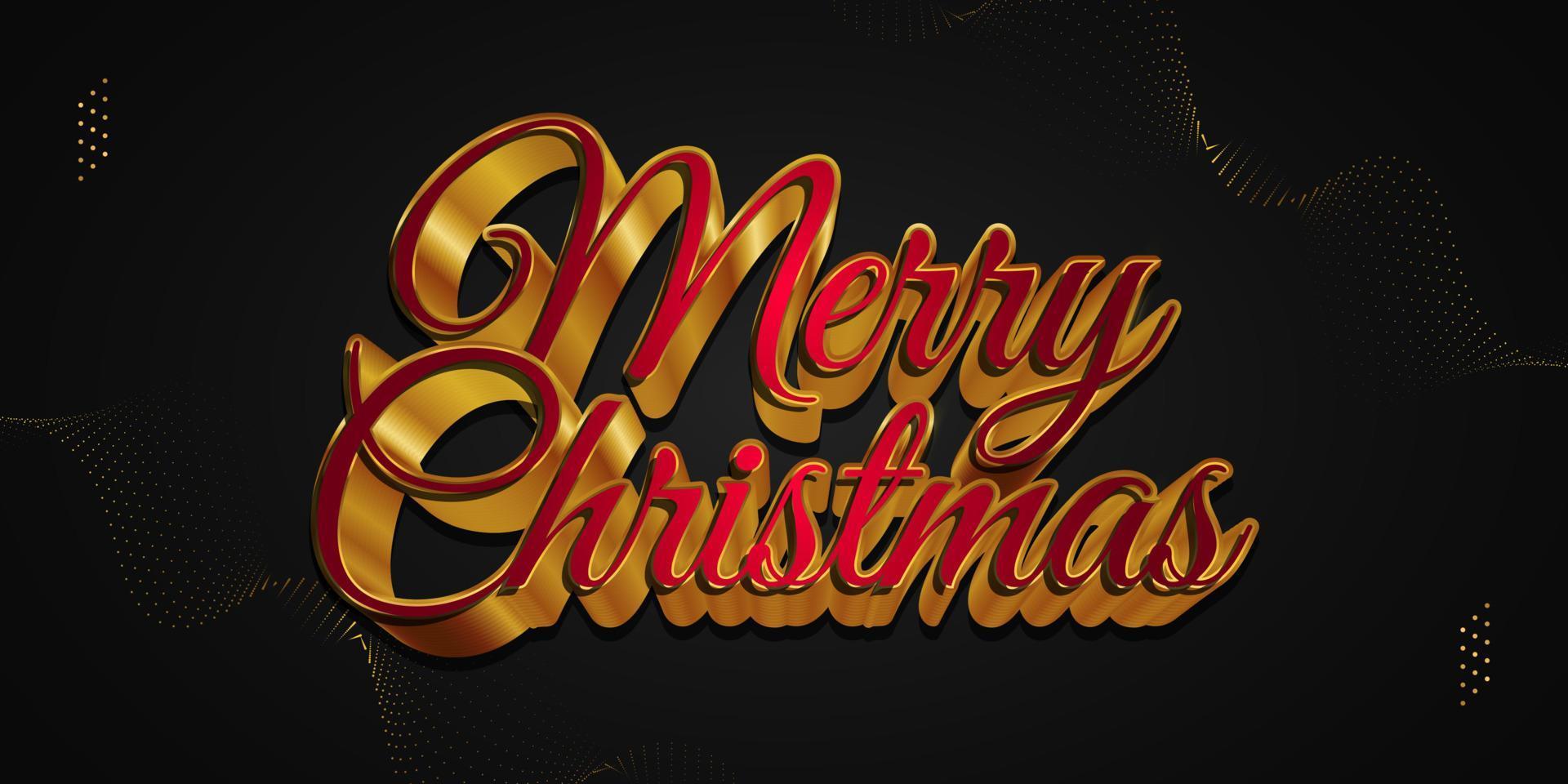 Merry Christmas Hand Lettering in Luxury Red and Gold with 3D Effect. Merry Christmas Design for Banner, Poster, or Greeting Card vector