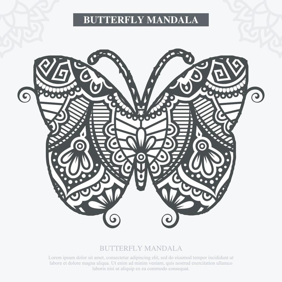 Butterfly Mandala Vector. Vintage Decorative. Vector illustration.