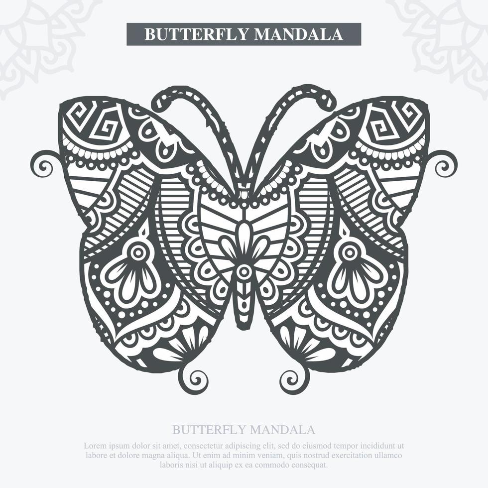 vector de mandala de mariposa. decorativo vintage. ilustración vectorial.