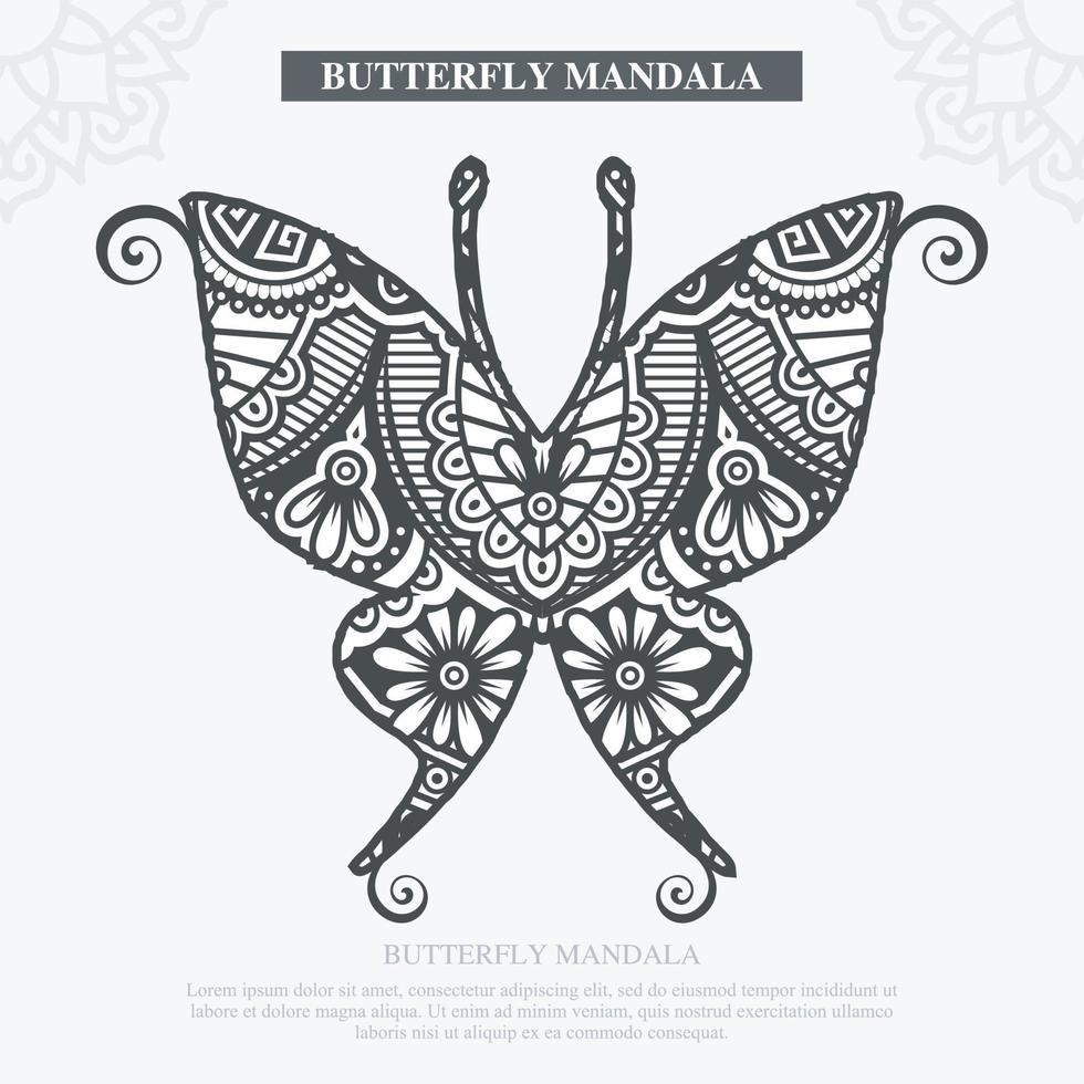 Butterfly Mandala Vector. Vintage Decorative. Vector illustration.