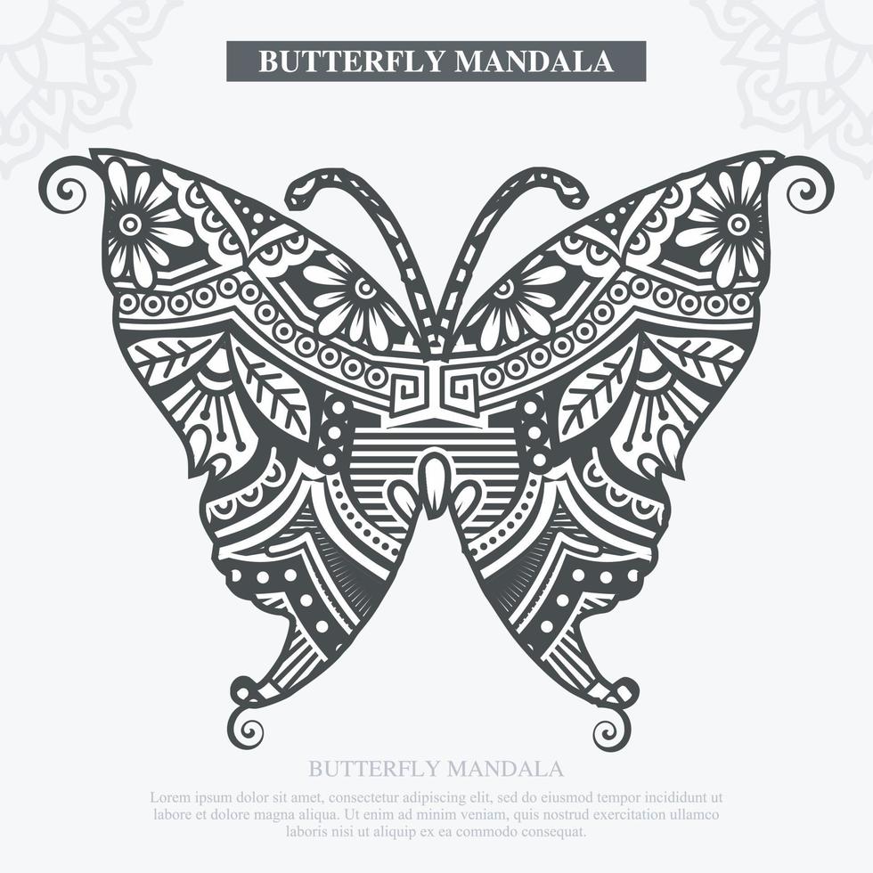 Butterfly Mandala Vector. Vintage Decorative. Vector illustration.
